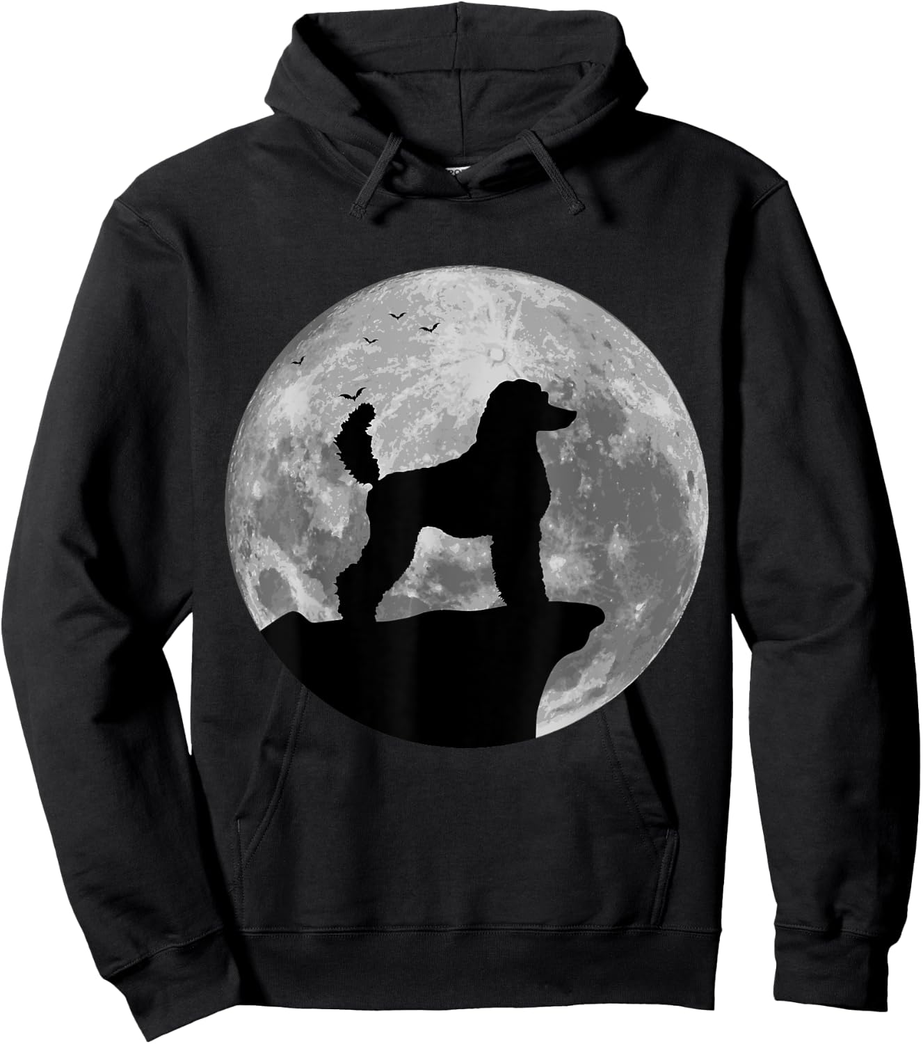 Standard Poodle Silhouette In The Moon Halloween Costume Hoodie - Hoodie | Black