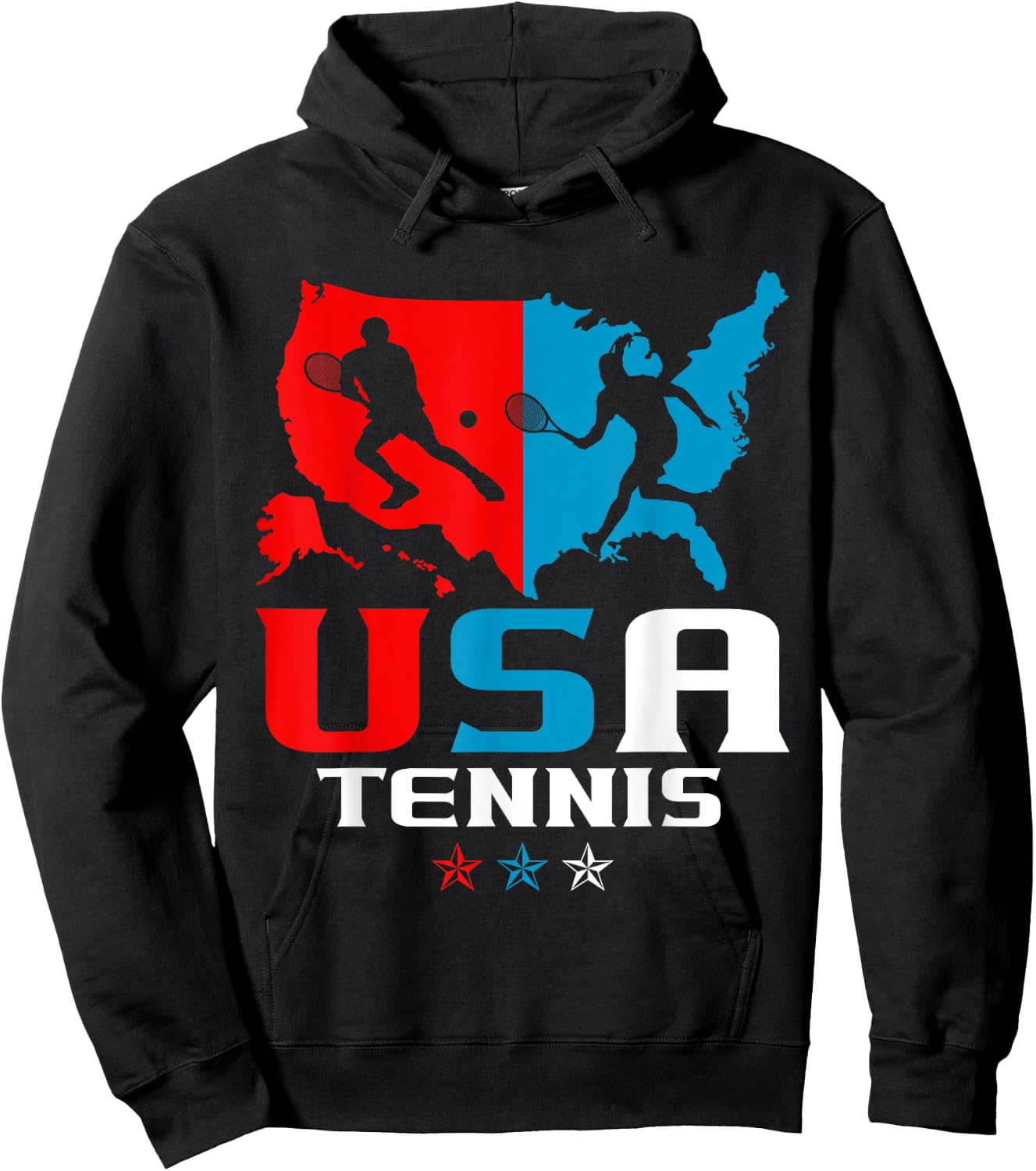 USA Tennis Independence Day American Flag Racket Sports Hoodie - Hoodie | Black