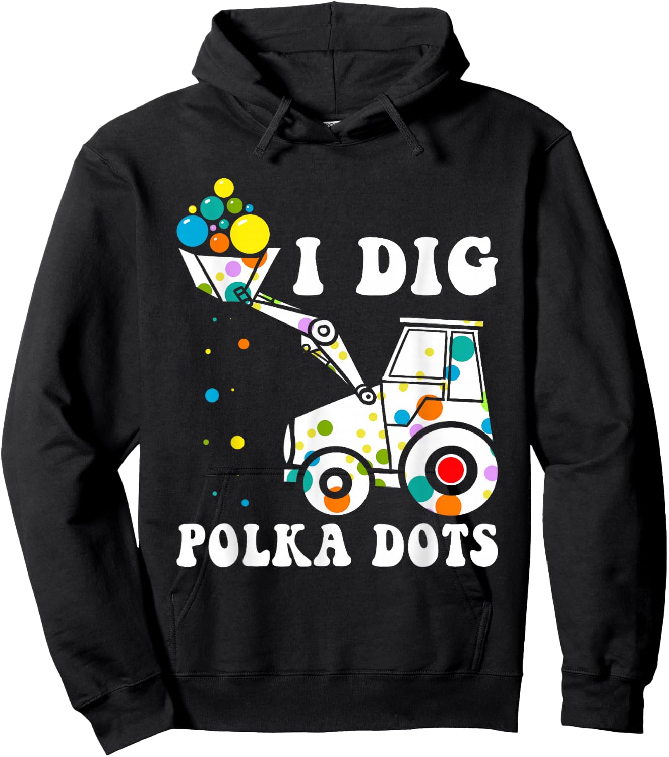 Happy Dot Day Dig Polka Kids Tractor Birthday Party Hoodie - Hoodie | Black