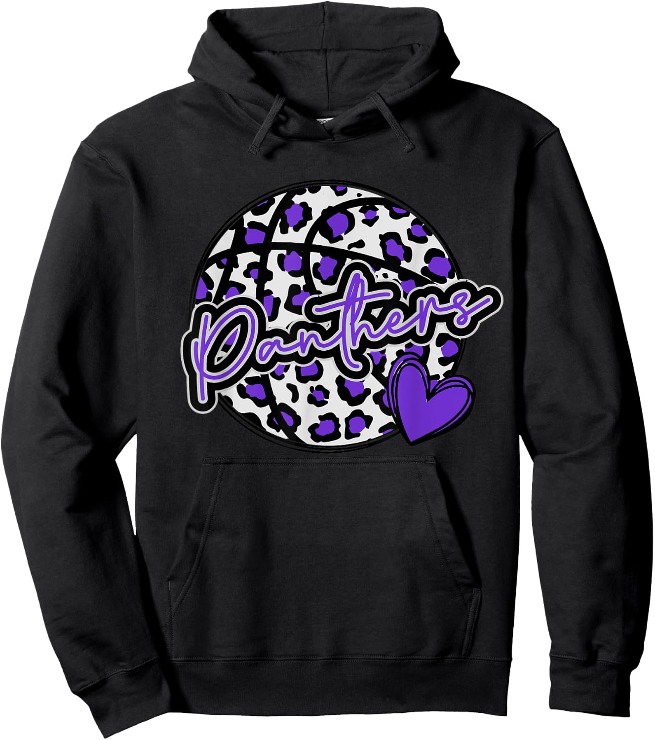 Leopard Cheetah Basketball PANTHERS Purple Spirit Game Hoodie - Hoodie | Black