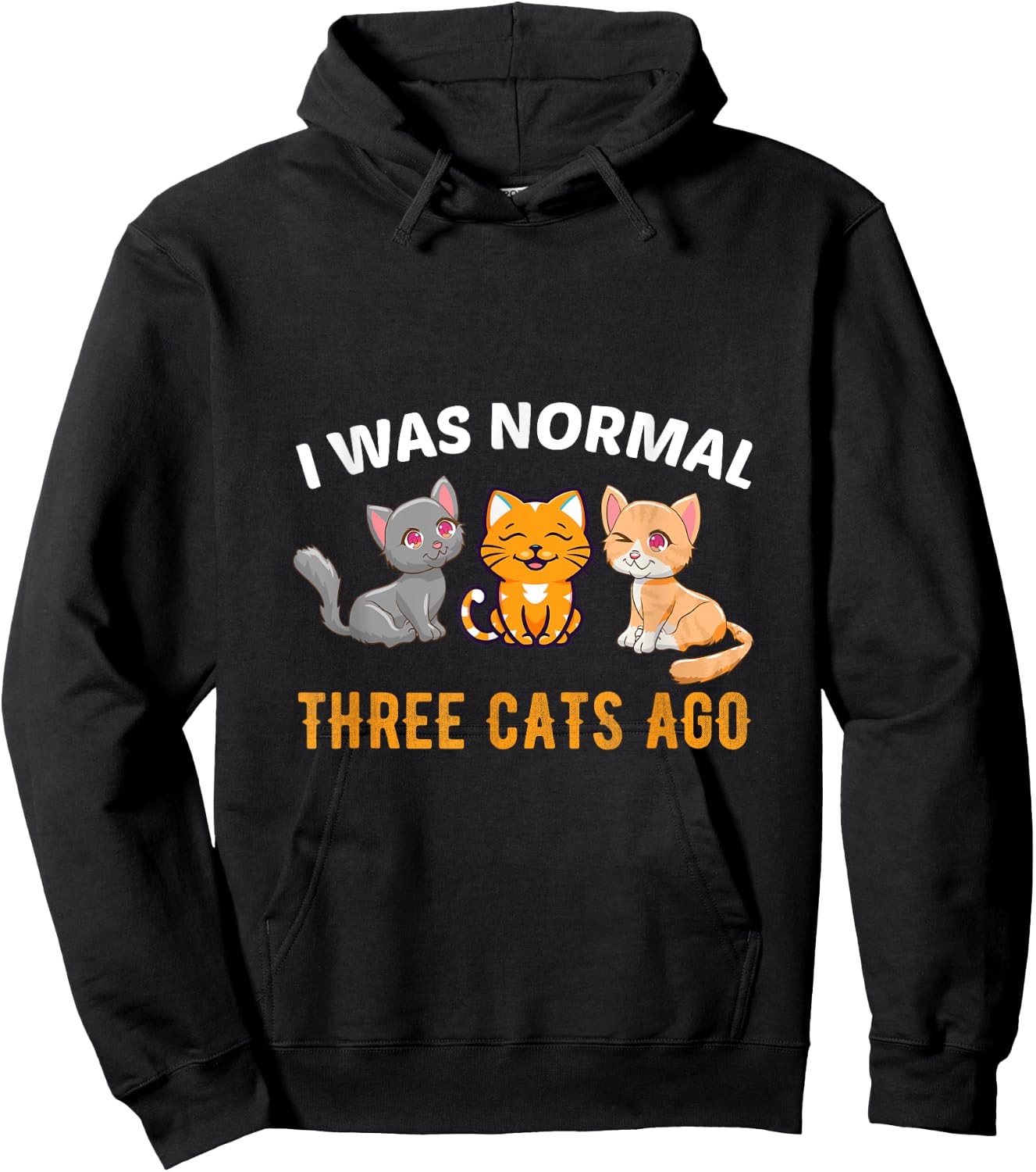 I was normal three Cats ago Kitty Cat Lover Men Women Hoodie - Hoodie | Black