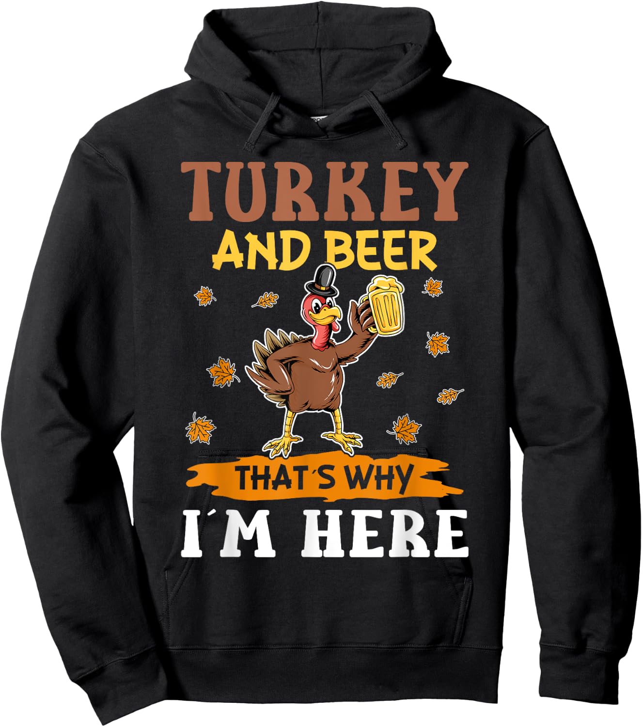 Turkey and Beer Thanksgiving Day Hoodie - Hoodie | Black