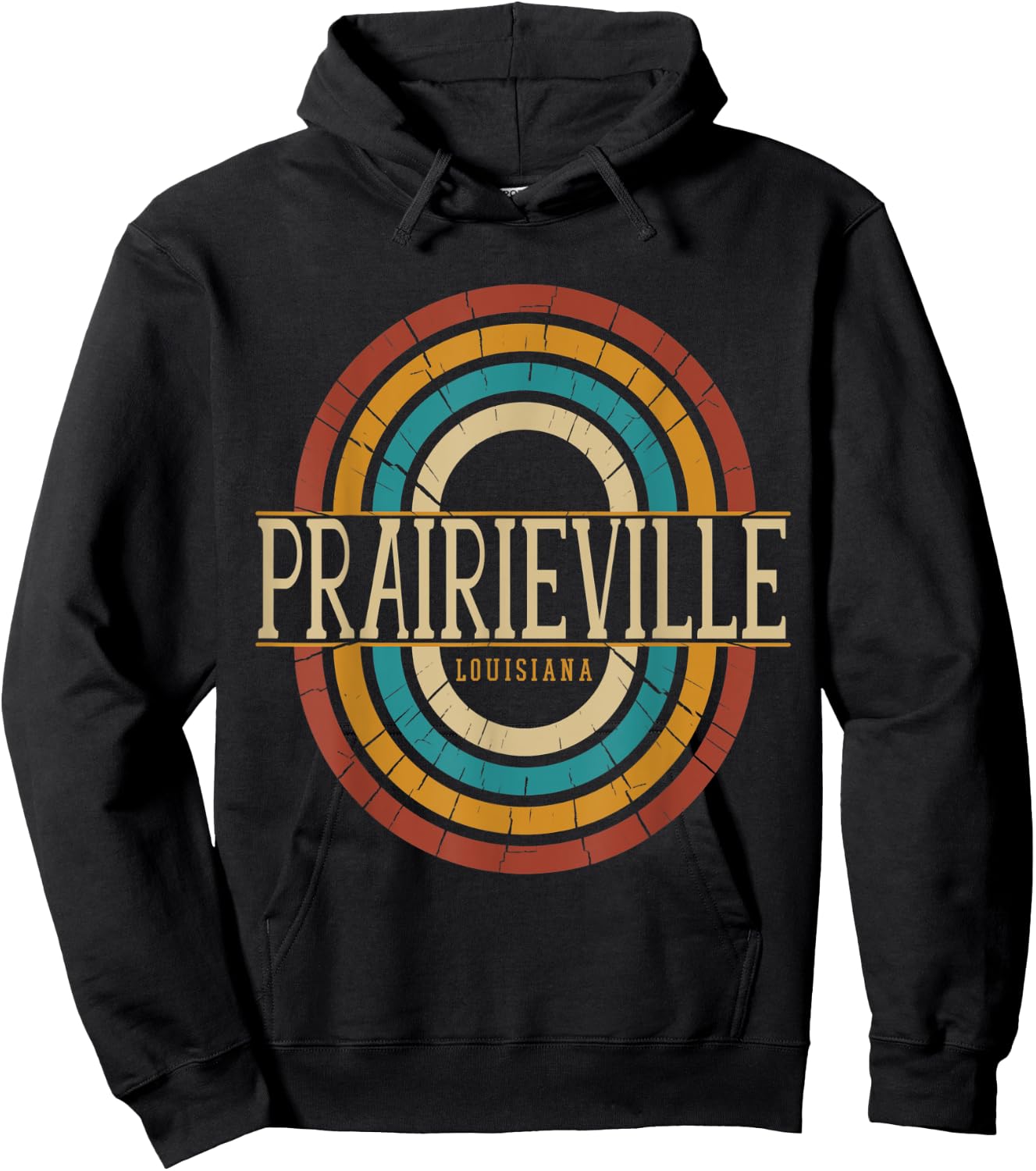 Vintage Retro Prairieville Louisiana LA Women Men Souvenirs Hoodie - Hoodie | Black