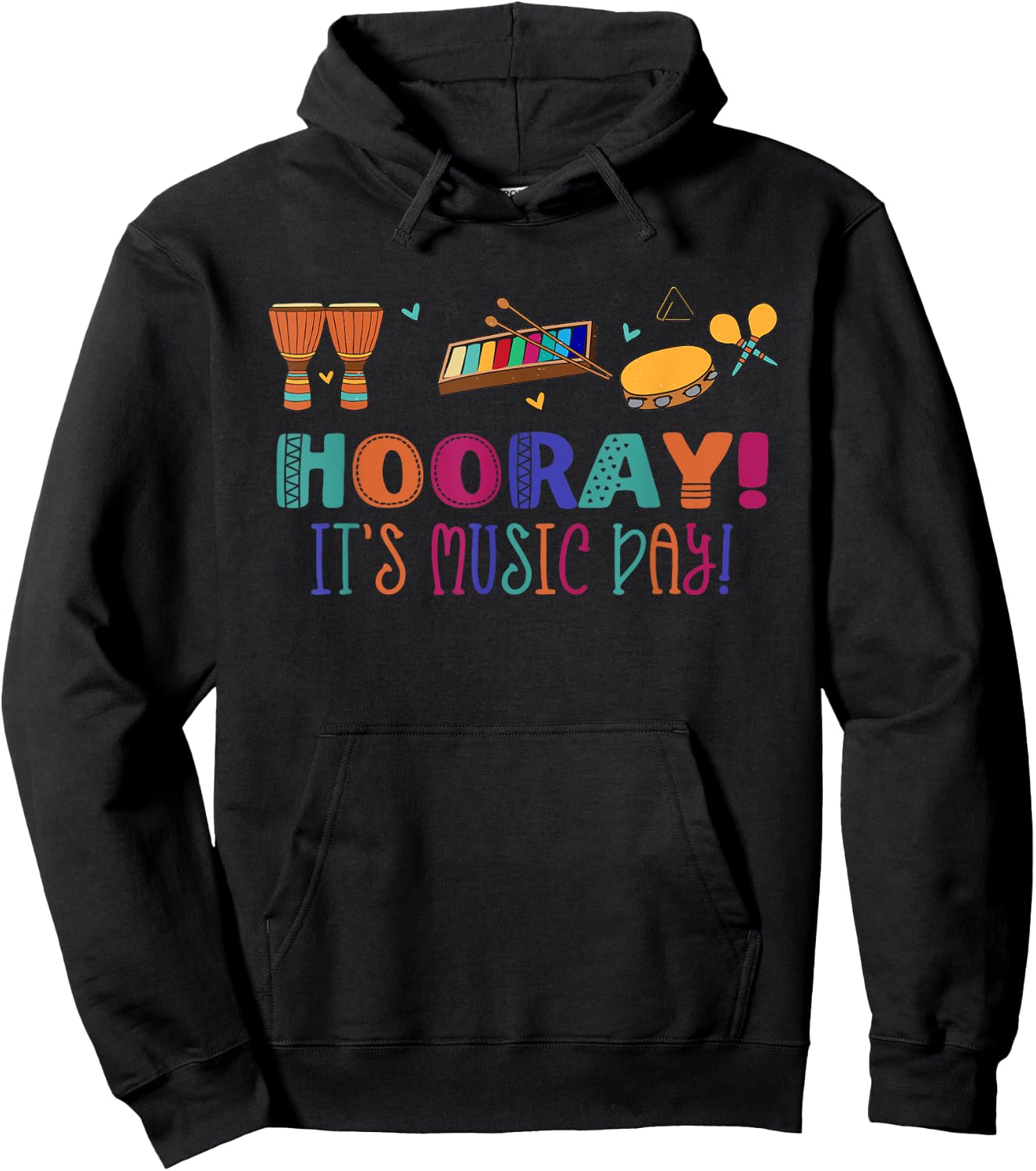 HOORAY! IT'S MUSIC DAY! Musical Note Teacher Musician Meme Women Kids Hoodie - Hoodie | Black