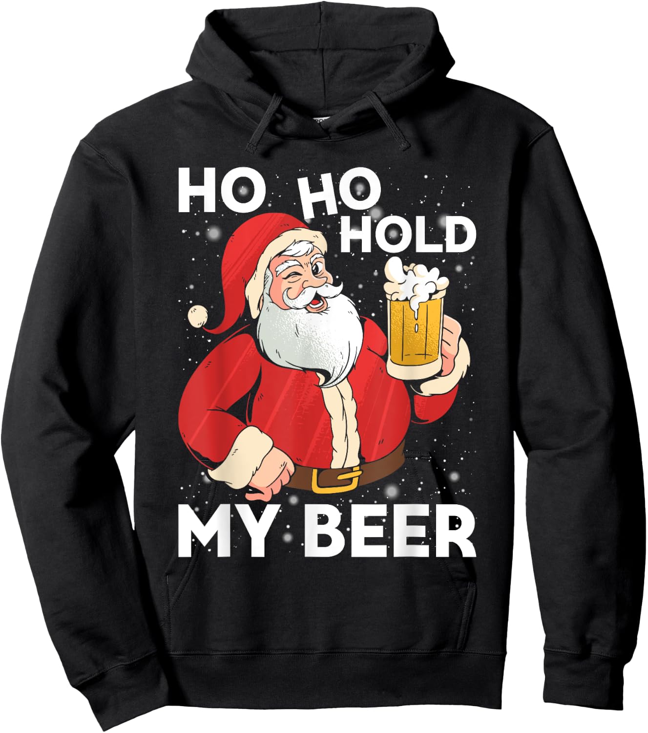 Ho Ho Hold My Beer Christmas Xmas Santa Costume Hoodie - Hoodie | Black