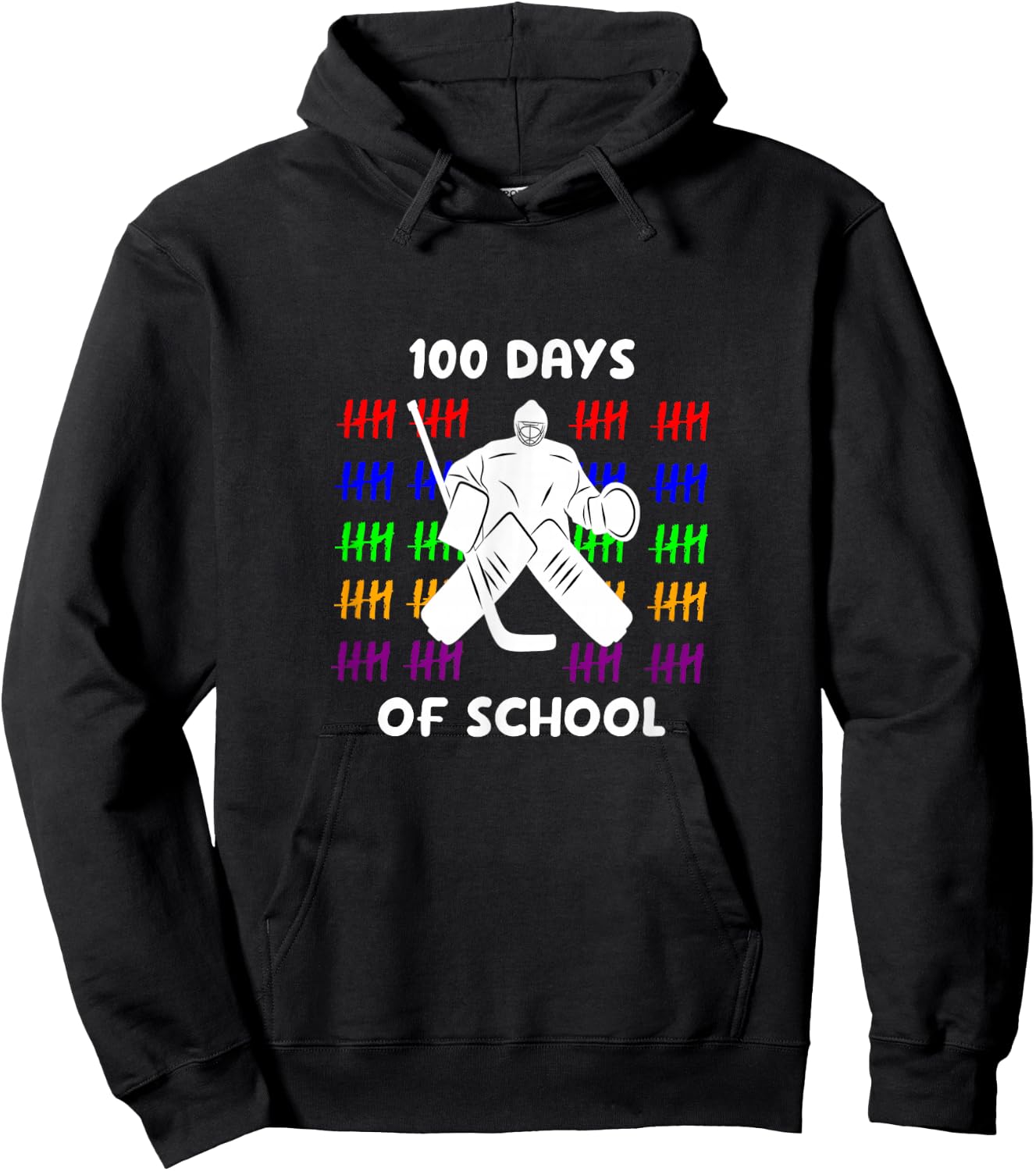 Hockey 100 days of school for Hockey players Hoodie - Hoodie | Black