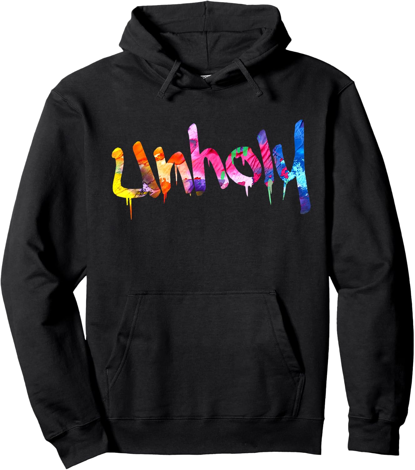 Unholy Paint Drip Minimalist Typography Hoodie - Hoodie | Black