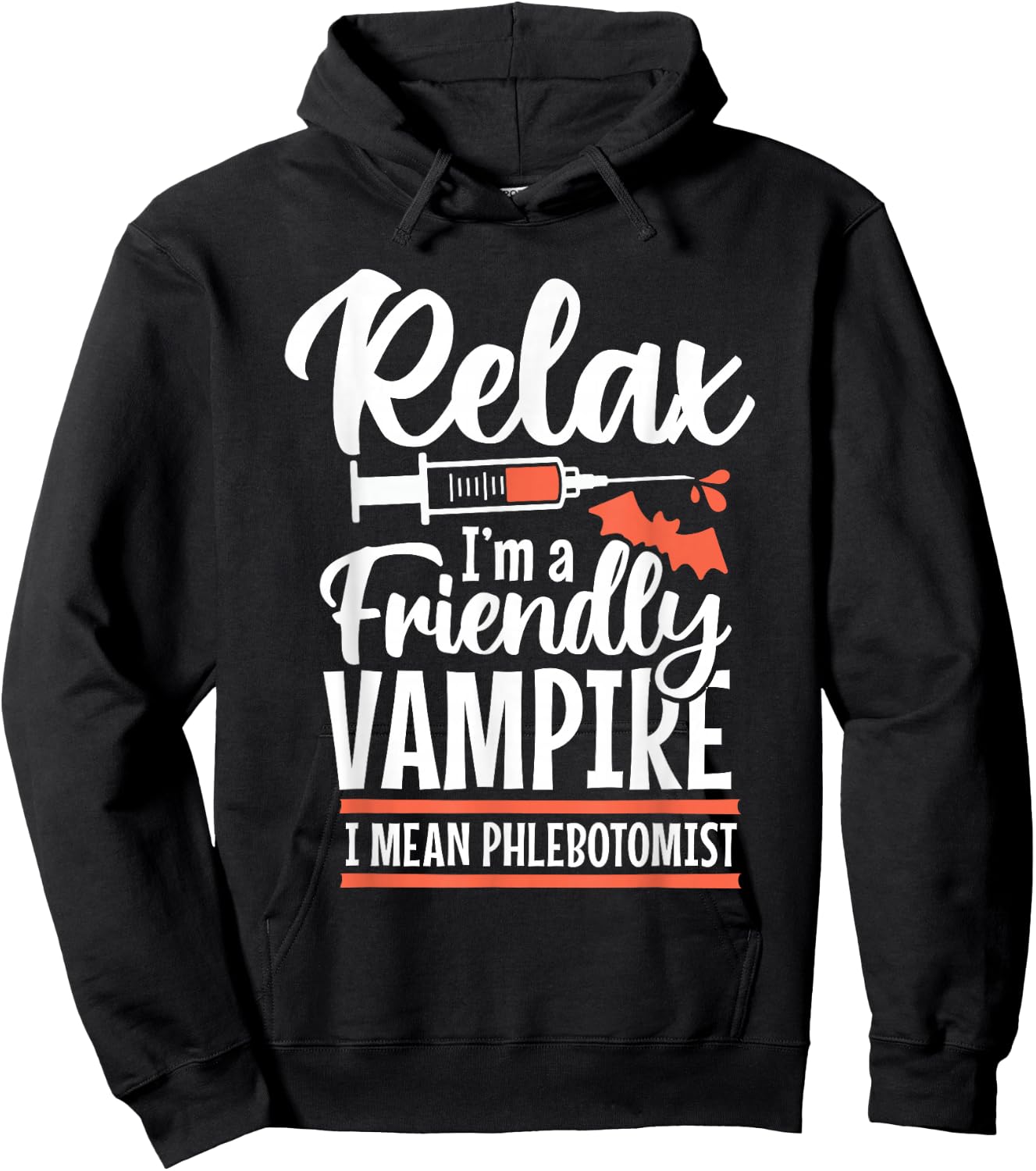 Funny Vampire Phlebotomist Phlebotomy Technician Tech Nurse Hoodie - Hoodie | Black