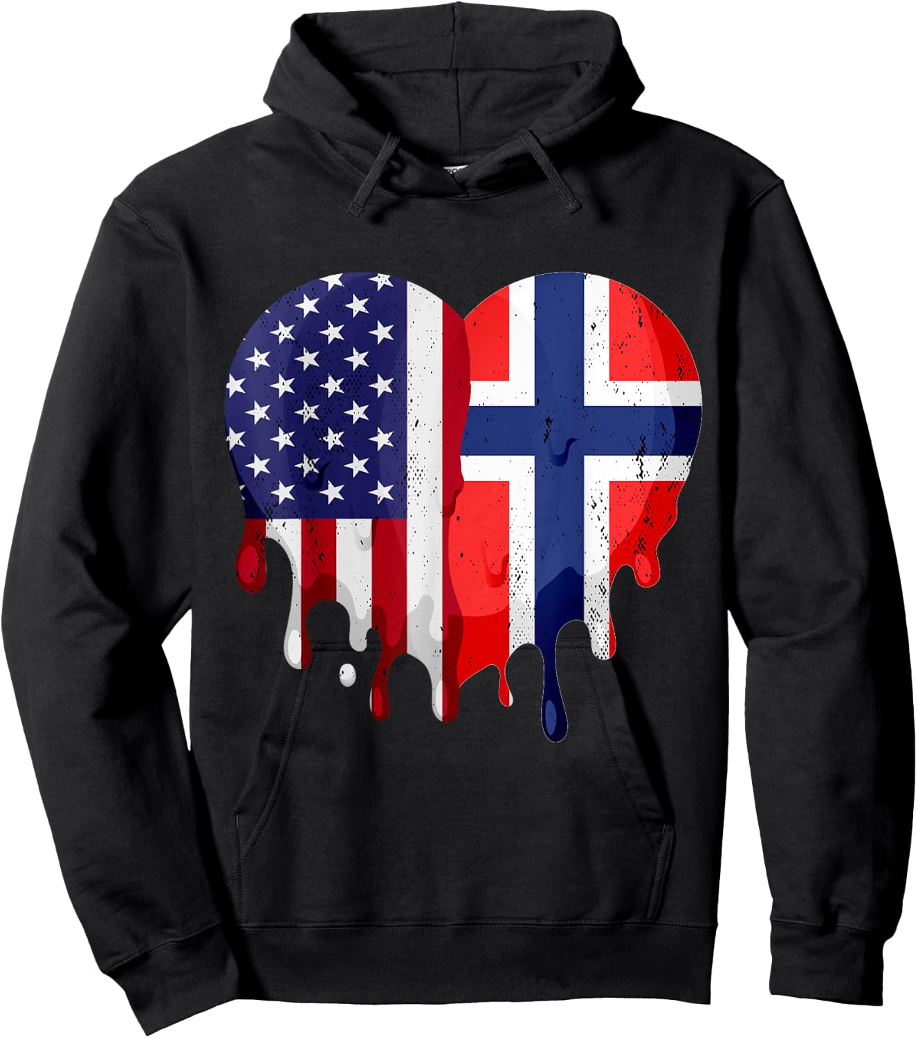 American Norwegian Heritage Month Norway Flag Heart Hoodie - Hoodie | Black