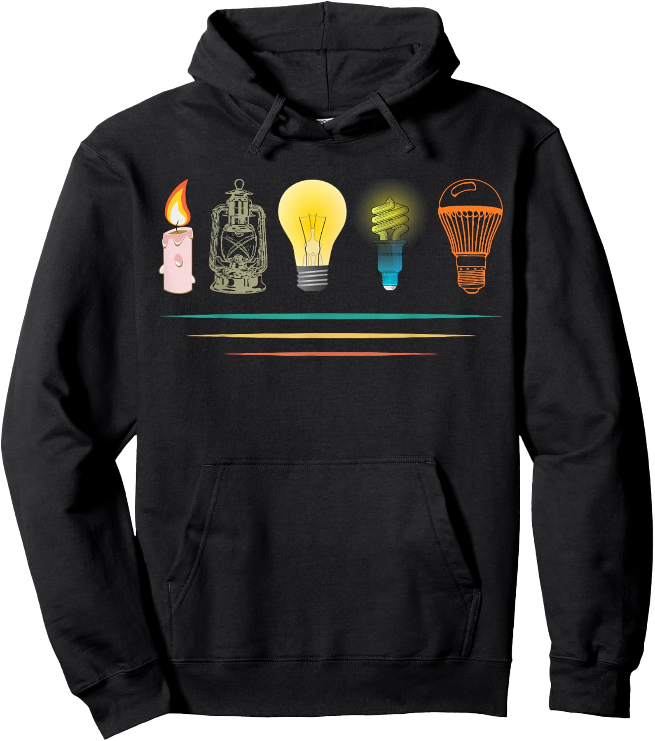 Evolution of light lighting electricity funny electrician Hoodie - Hoodie | Black
