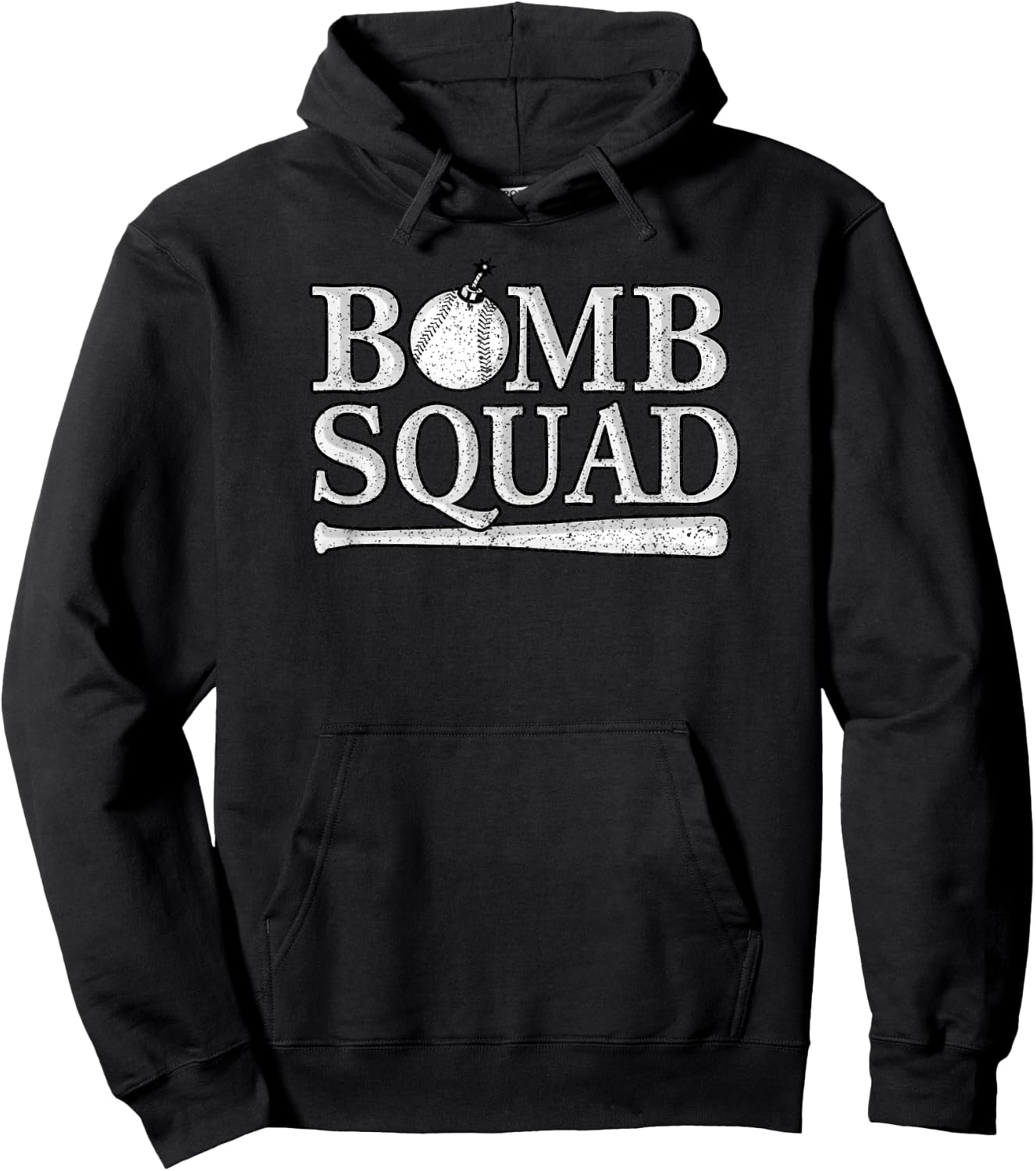 Vintage Bomb Squad Dinger Home Run Baseball Softball Hitting Hoodie - Hoodie | Black