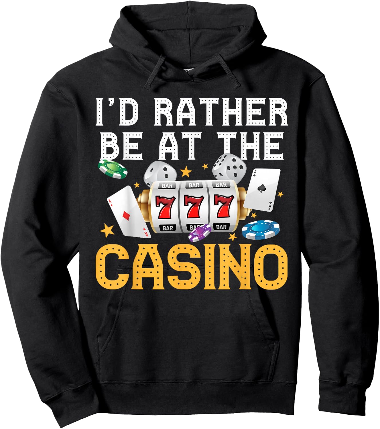 Funny Casino Gambling Art Men Women Las Vegas Slot Machine Hoodie - Hoodie | Black