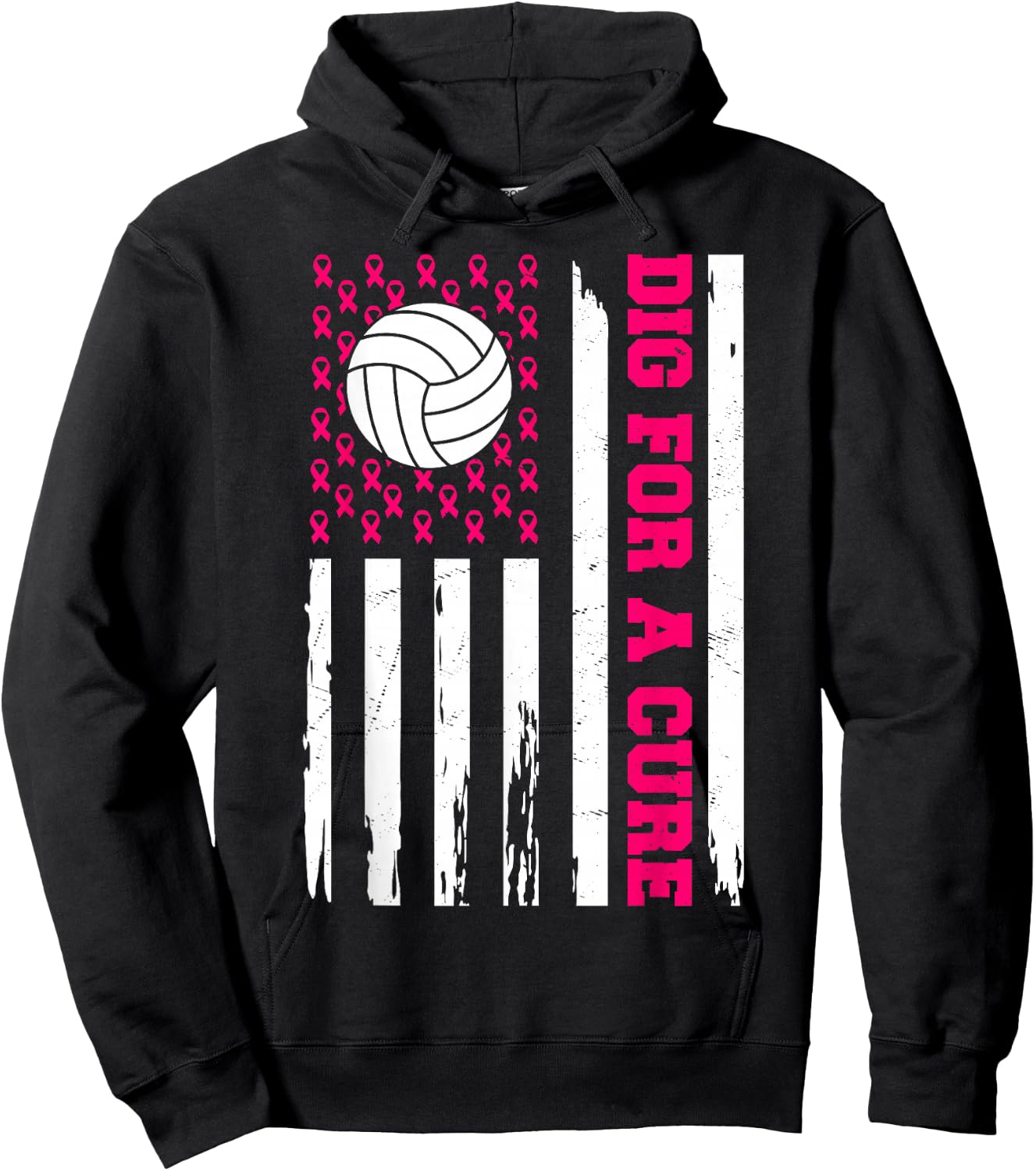 Dig For A Cure Breast Cancer Awareness Volleyball Pink Hoodie - Hoodie | Black
