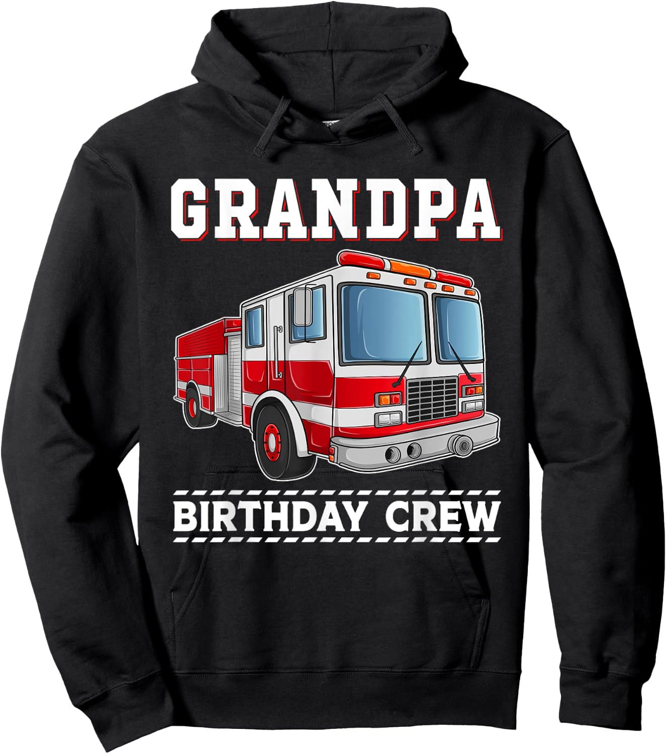 GrandpaBirthday Crew Fire Truck Themed Family Matching Hoodie - Hoodie | Black