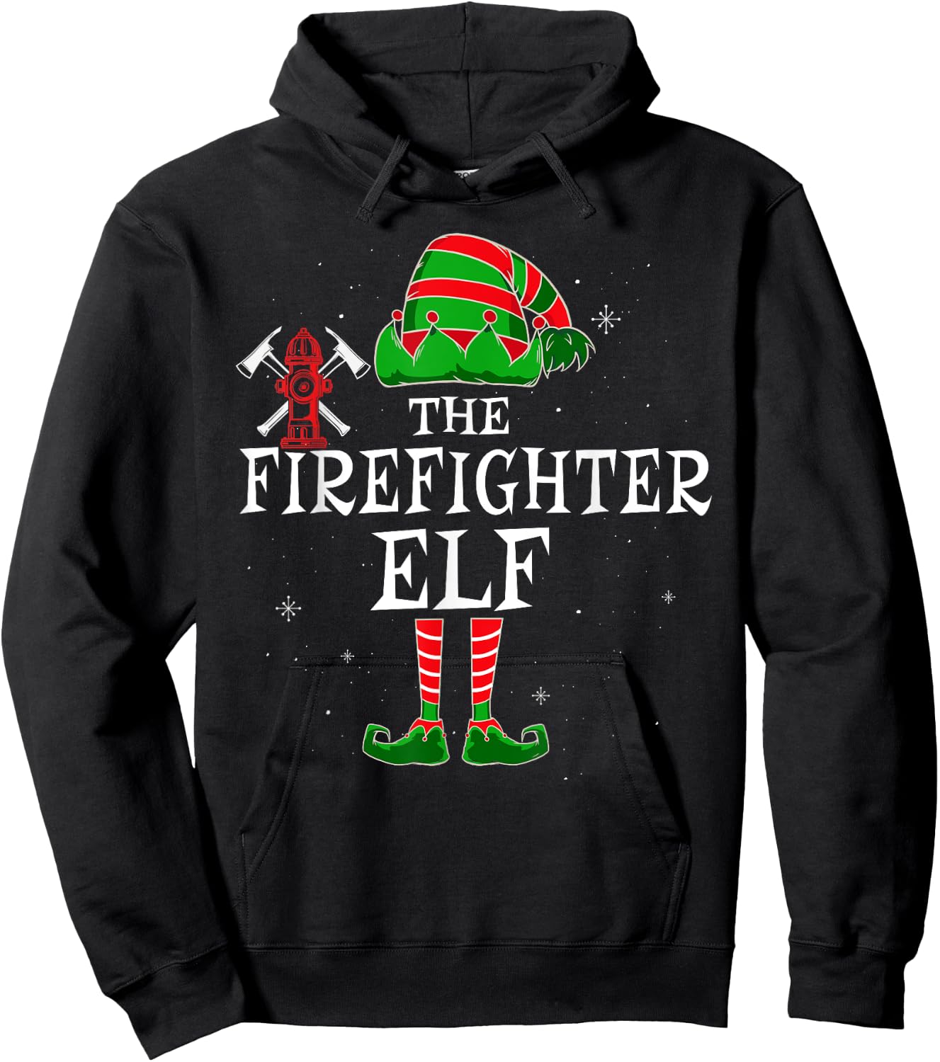 Firefighter Elf Group Matching Christmas Fire Department Hoodie - Hoodie | Black