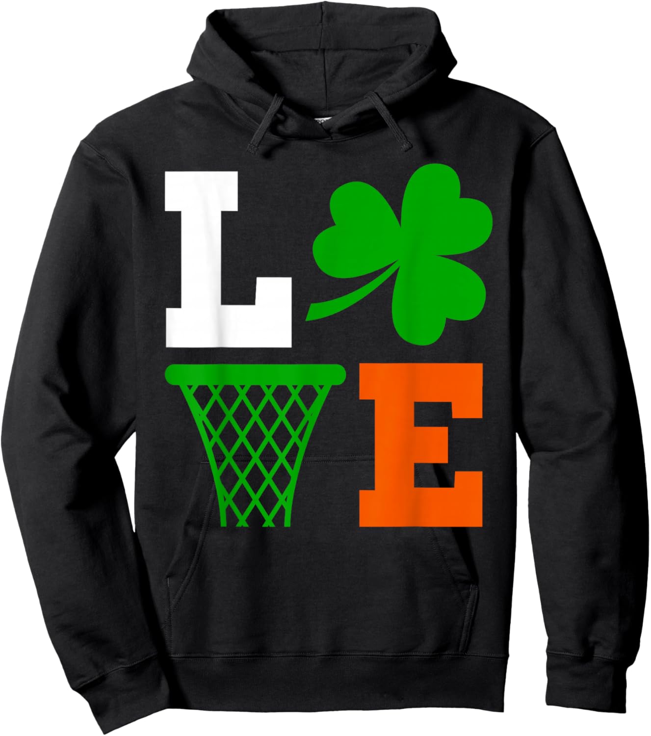 Irish Cute Funny Basketball St Patrick's Day Lucky Shamrock Hoodie - Hoodie | Black