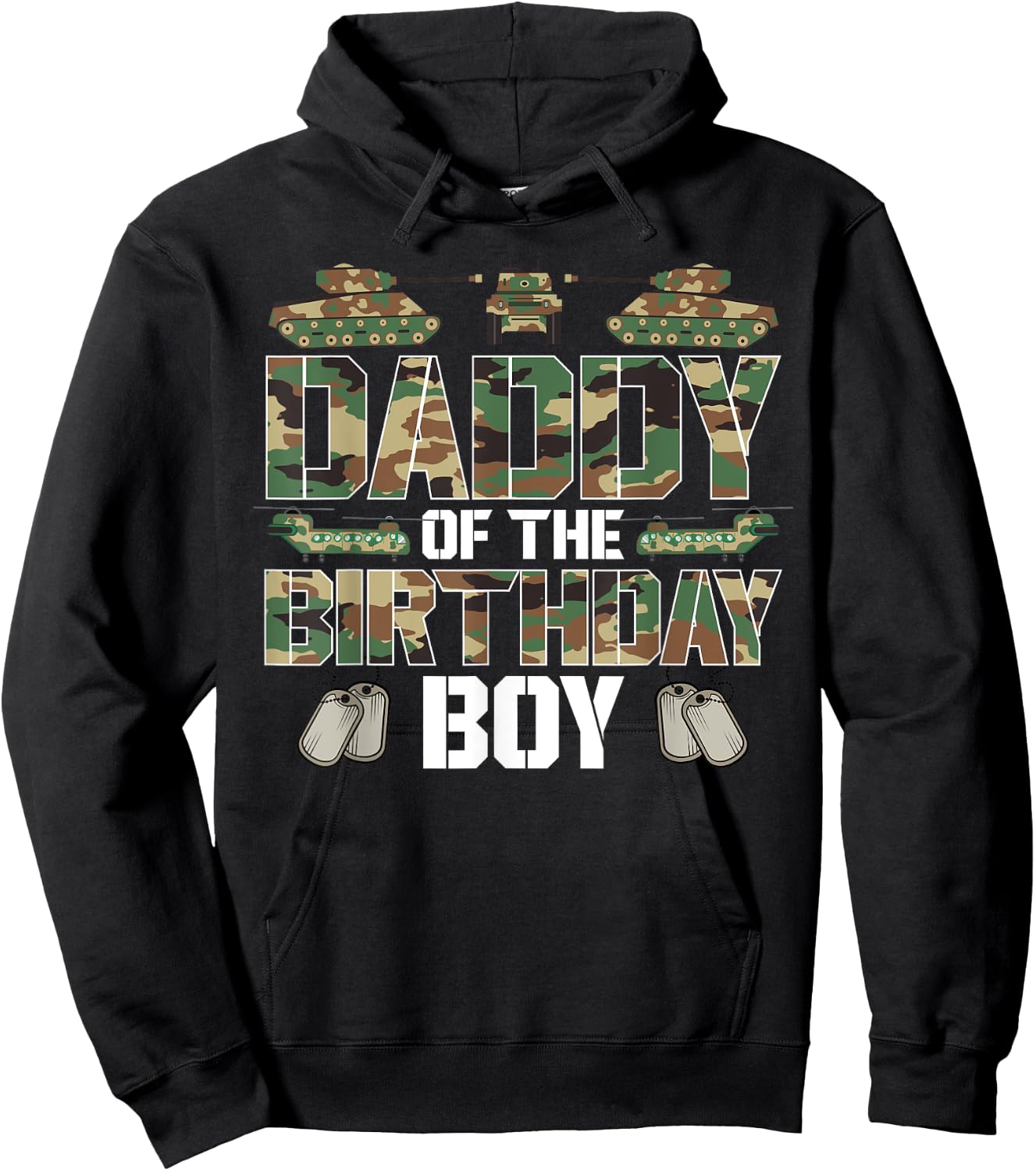Daddy Of The Birthday Boy Military Army Party Matching Hoodie - Hoodie | Black