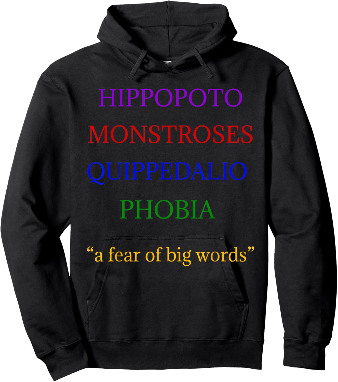 Hippopotomonstrosesquippedaliophobia Big Words for Kids Hoodie - Hoodie | Black