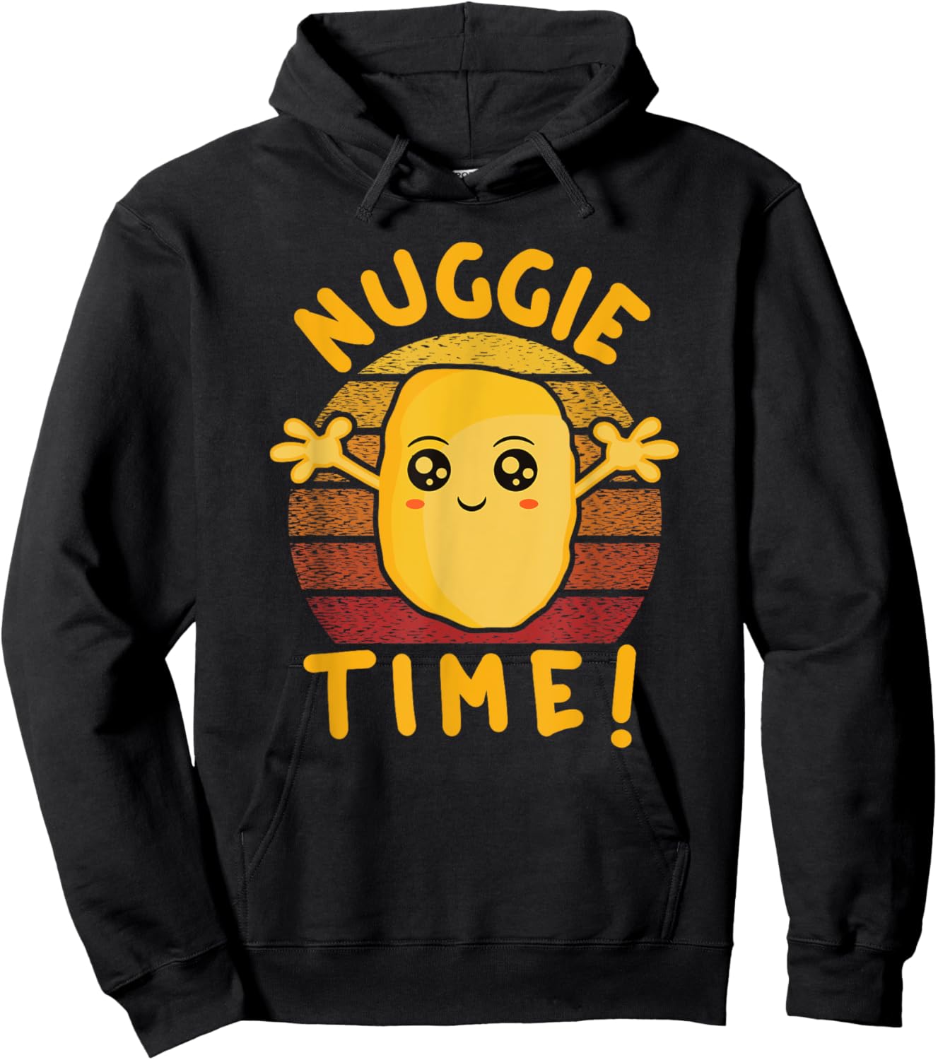 Nuggie Time! Happy Kawaii Chicken Nugget With Open Arms Hoodie - Hoodie | Black