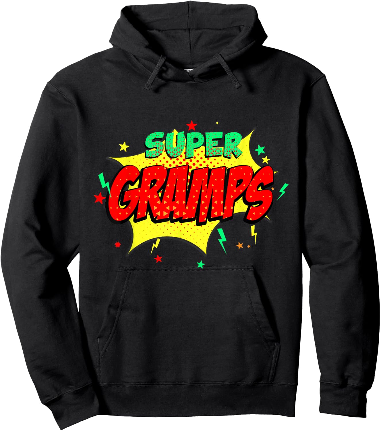 Super Gramps Comic Themed Style Superhero Fathers Day Hoodie - Hoodie | Black