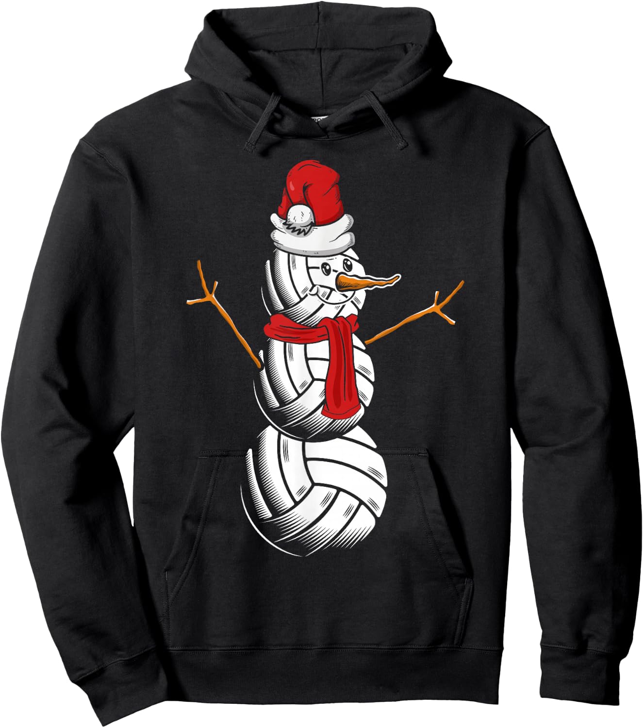 Volleyball Player Snowman Merry Xmas Christmas Day Hoodie - Hoodie | Black