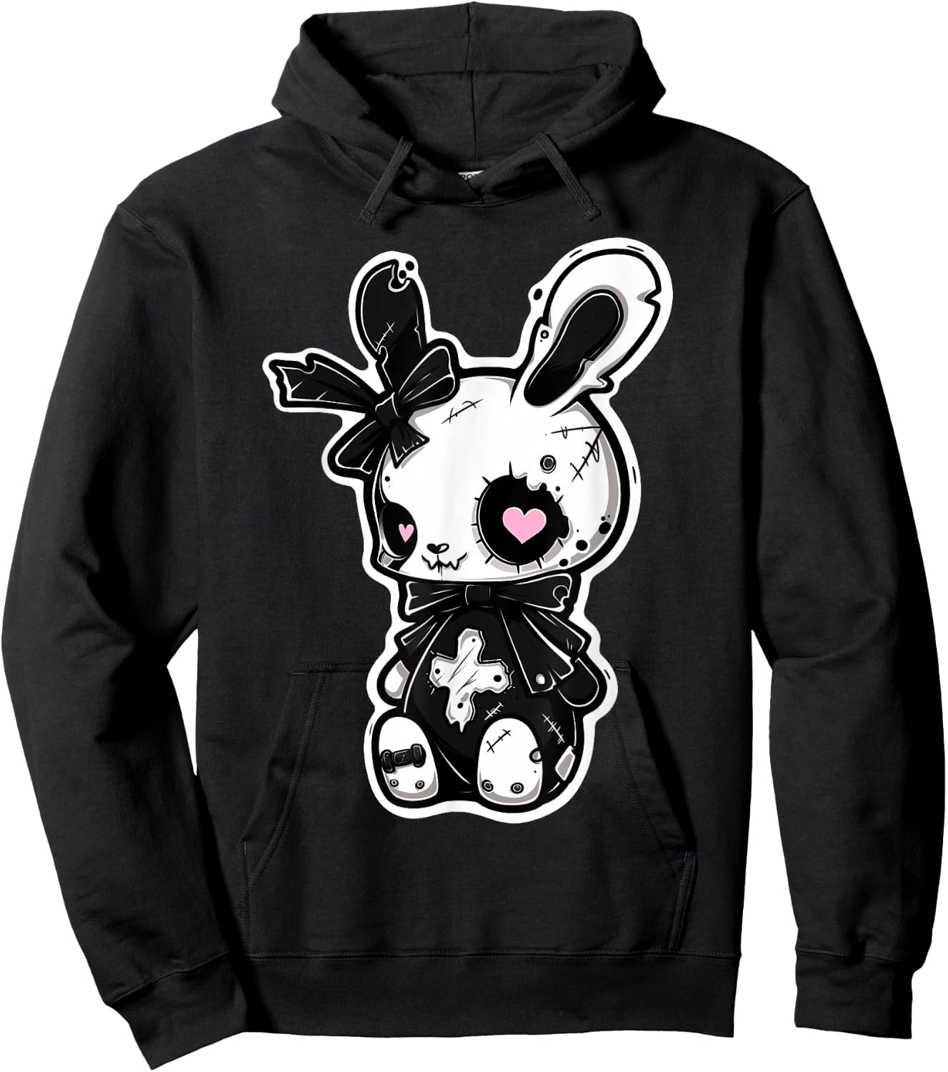 Goth Bunny Kawaii Rabbit E-Girl Cute Gothic Outfit Grunge Hoodie - Hoodie | Black
