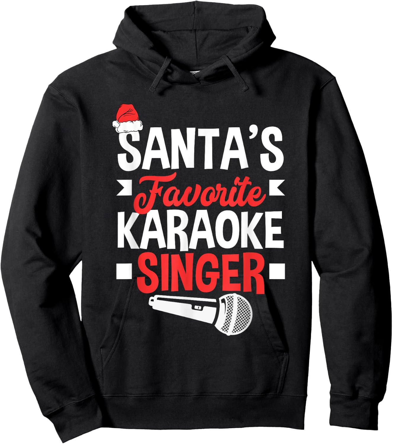 Santa's Favorite Karaoke Singer Christmas Karaoke Hoodie - Hoodie | Black