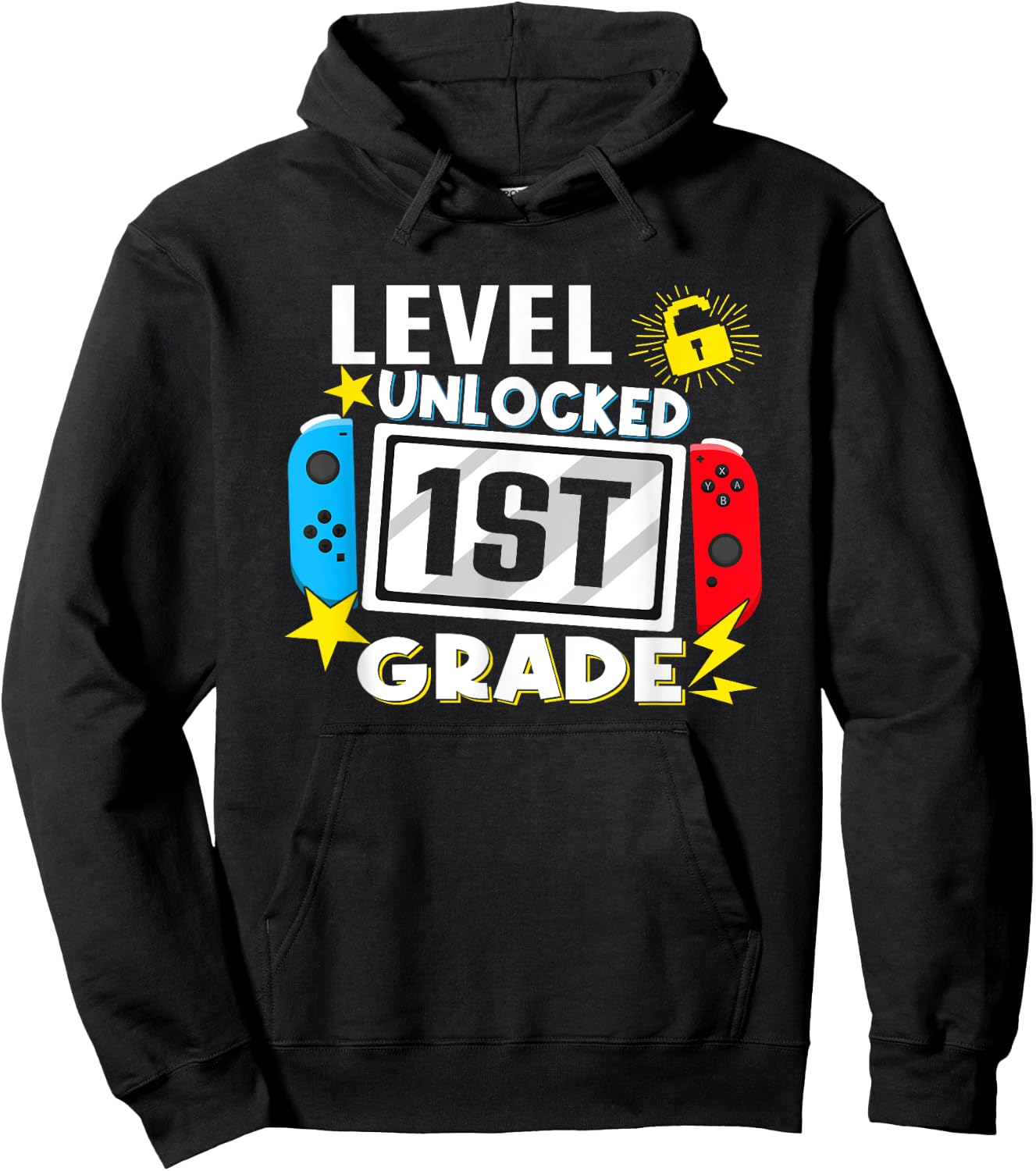 First Day Of 1st Grade Level Unlocked Game Back To School Hoodie - Hoodie | Black