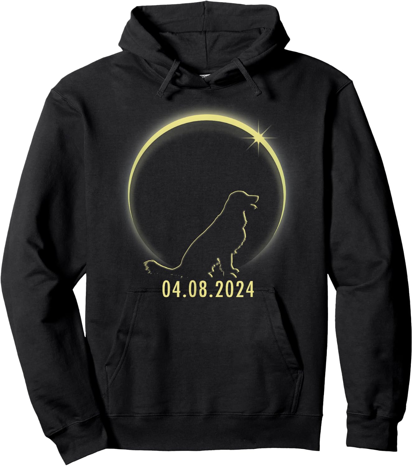 Total Solar Eclipse Golden Retriever Lover April 8 2024 Hoodie - Hoodie | Black