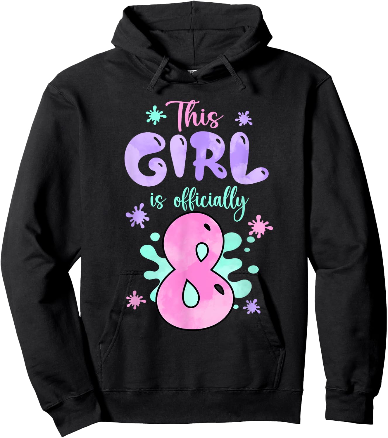 This Girl Is Officially 8 Year Old Slime Queen 8th Birthday Hoodie - Hoodie | Black