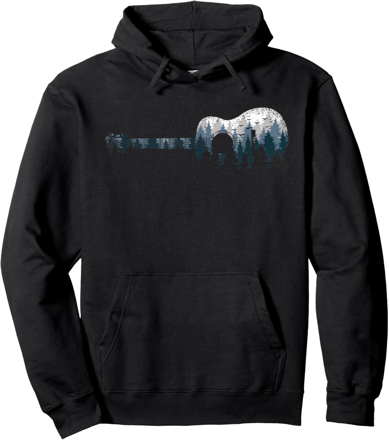 Acoustic Guitar Landscape Forest Musician Guitarist Men Hoodie - Hoodie | Black