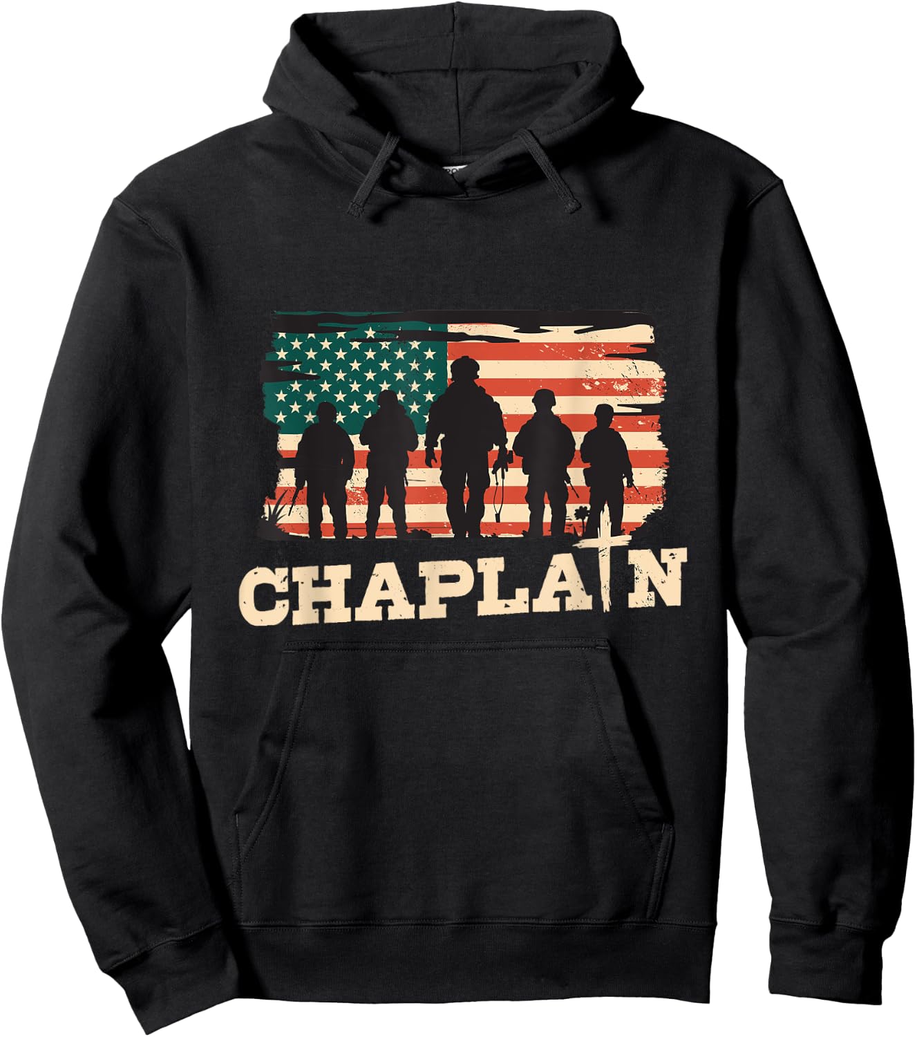 Military Chaplain US Flag Chaplain Hoodie - Hoodie | Black
