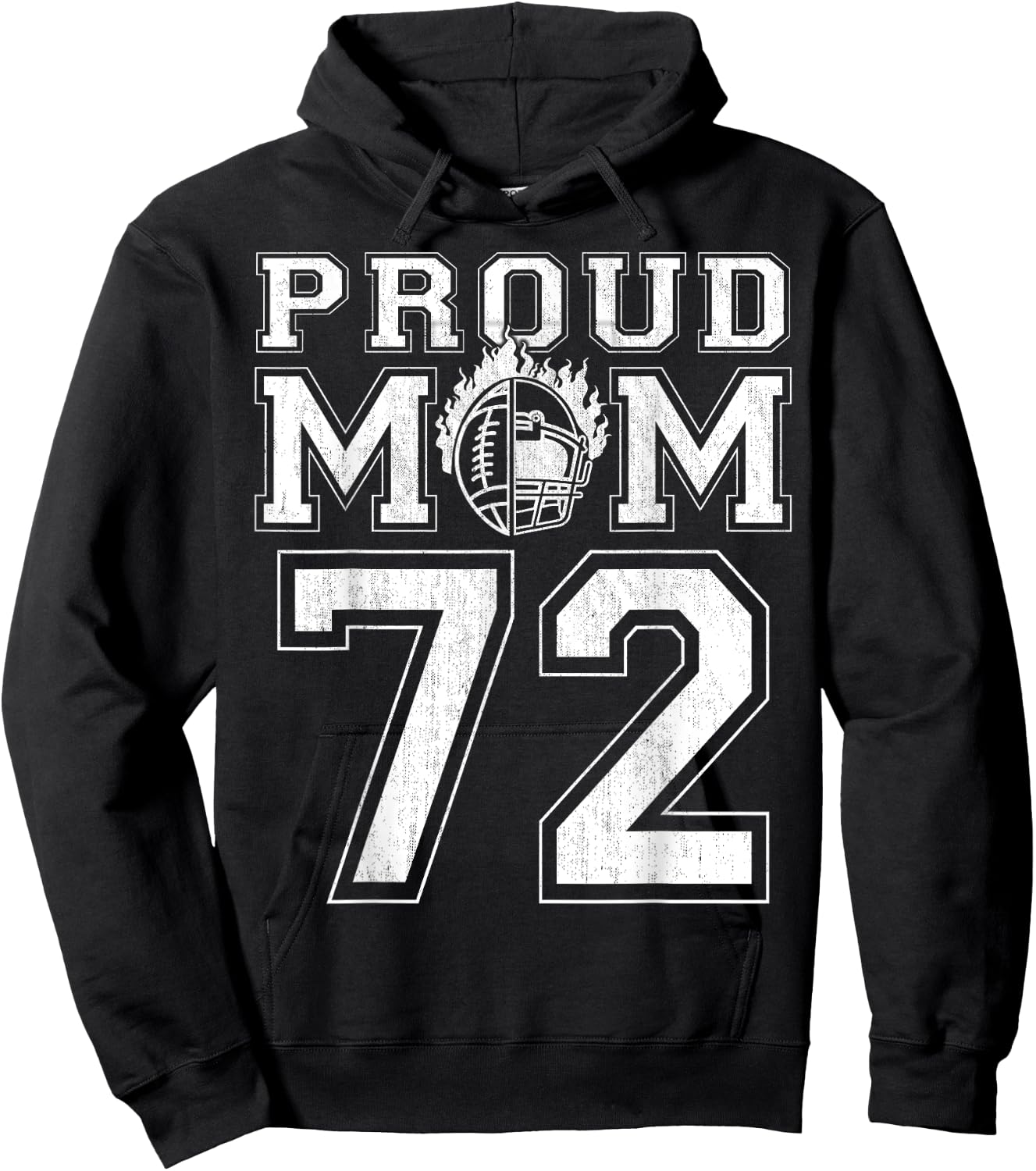 Custom Proud Football Mom Number 72 For Football Family Hoodie - Hoodie | Black