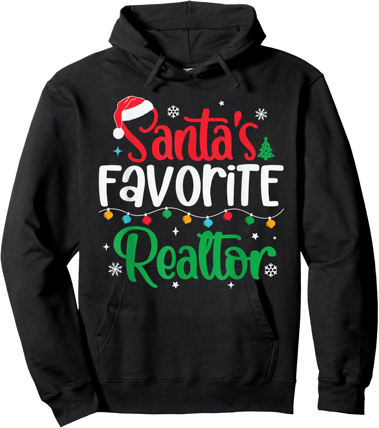 Santa's Favorite Realtor Christmas Real Estate Agent Broker Hoodie - Hoodie | Black
