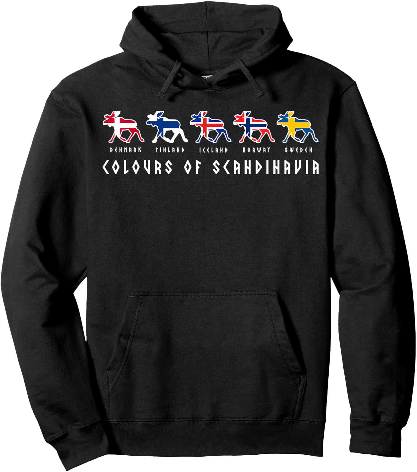 Scandinavia flags elk colours Sweden, Norway Hoodie - Hoodie | Black