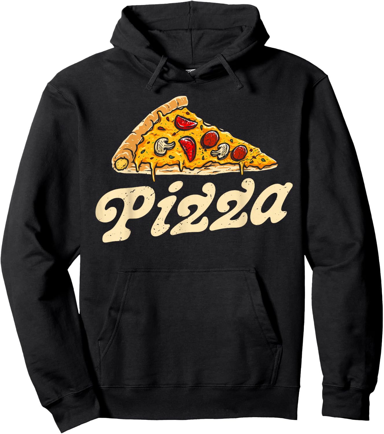 Pizza Day Retro Vintage 60s 70s Women Men Italian Food Lover Hoodie - Hoodie | Black