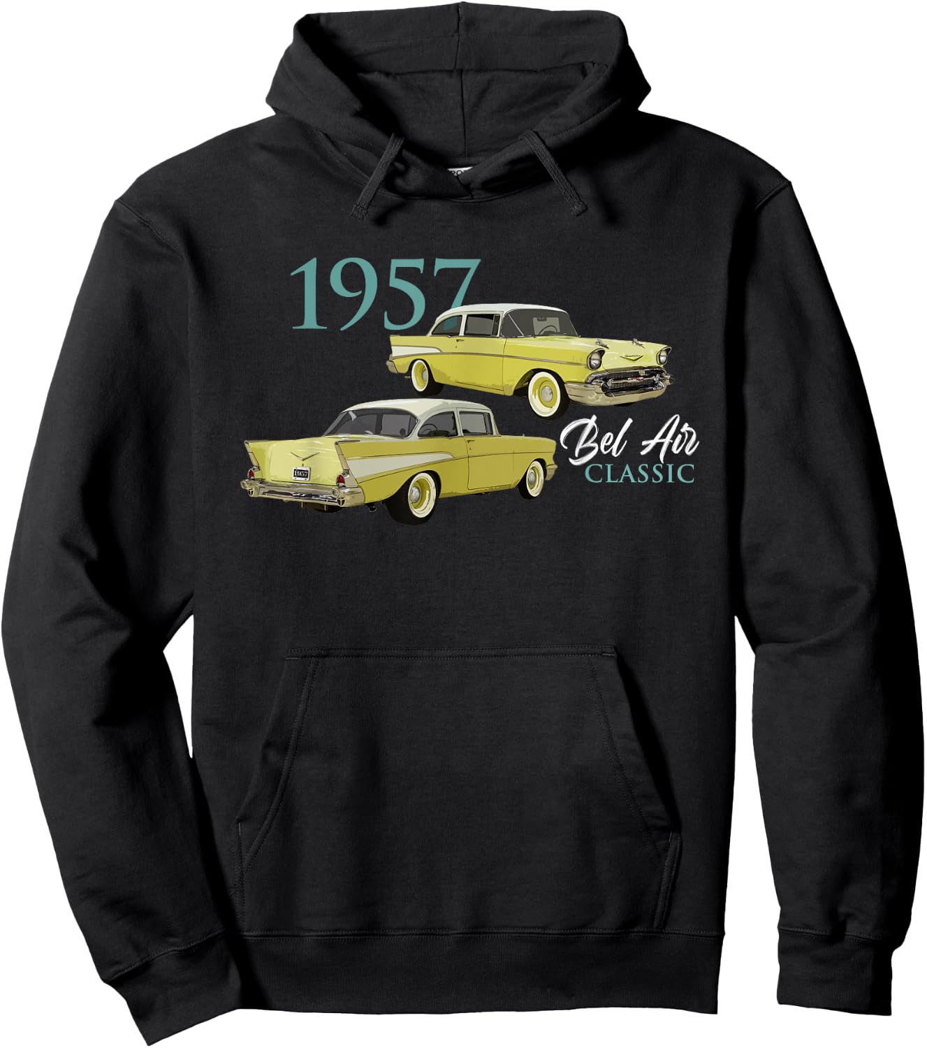 Vintage Cars, Classic Cars, 1957 Bel Air, 1950's, Car Art Hoodie - Hoodie | Black