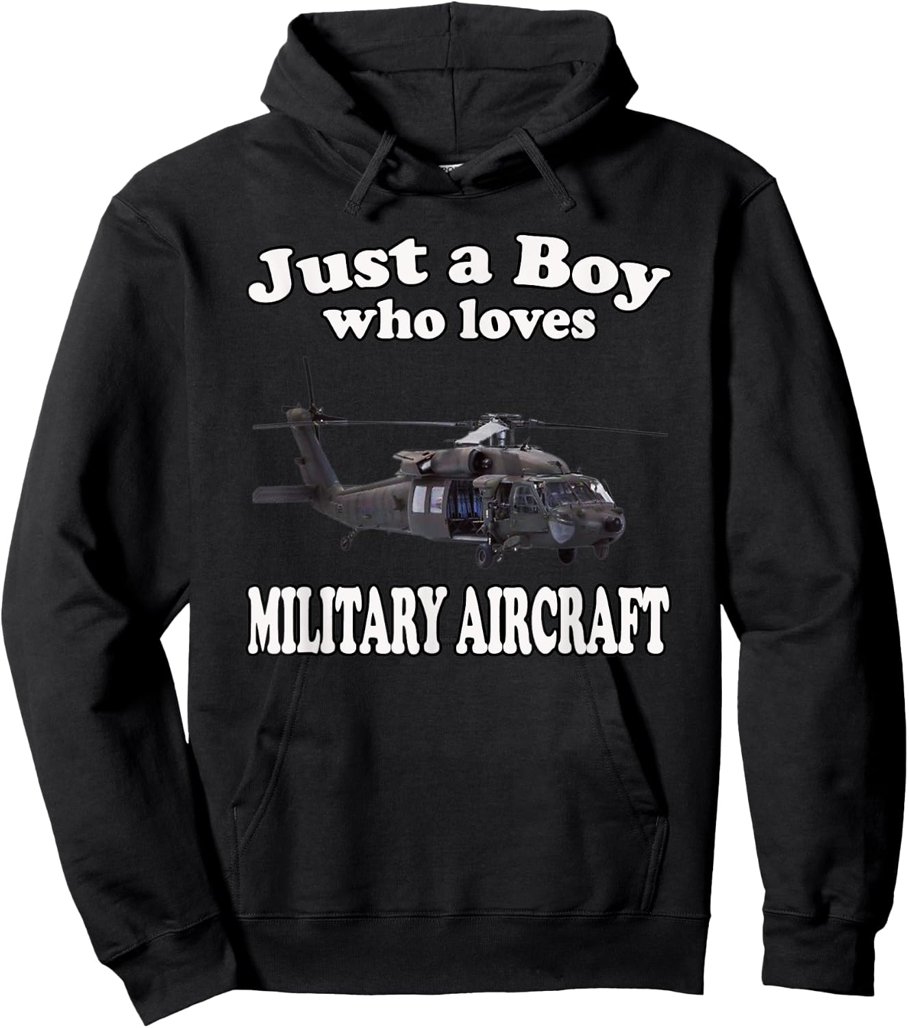 Boy Who Loves UH-60 Black Hawk Helicopter Military Aircraft Hoodie - Hoodie | Black