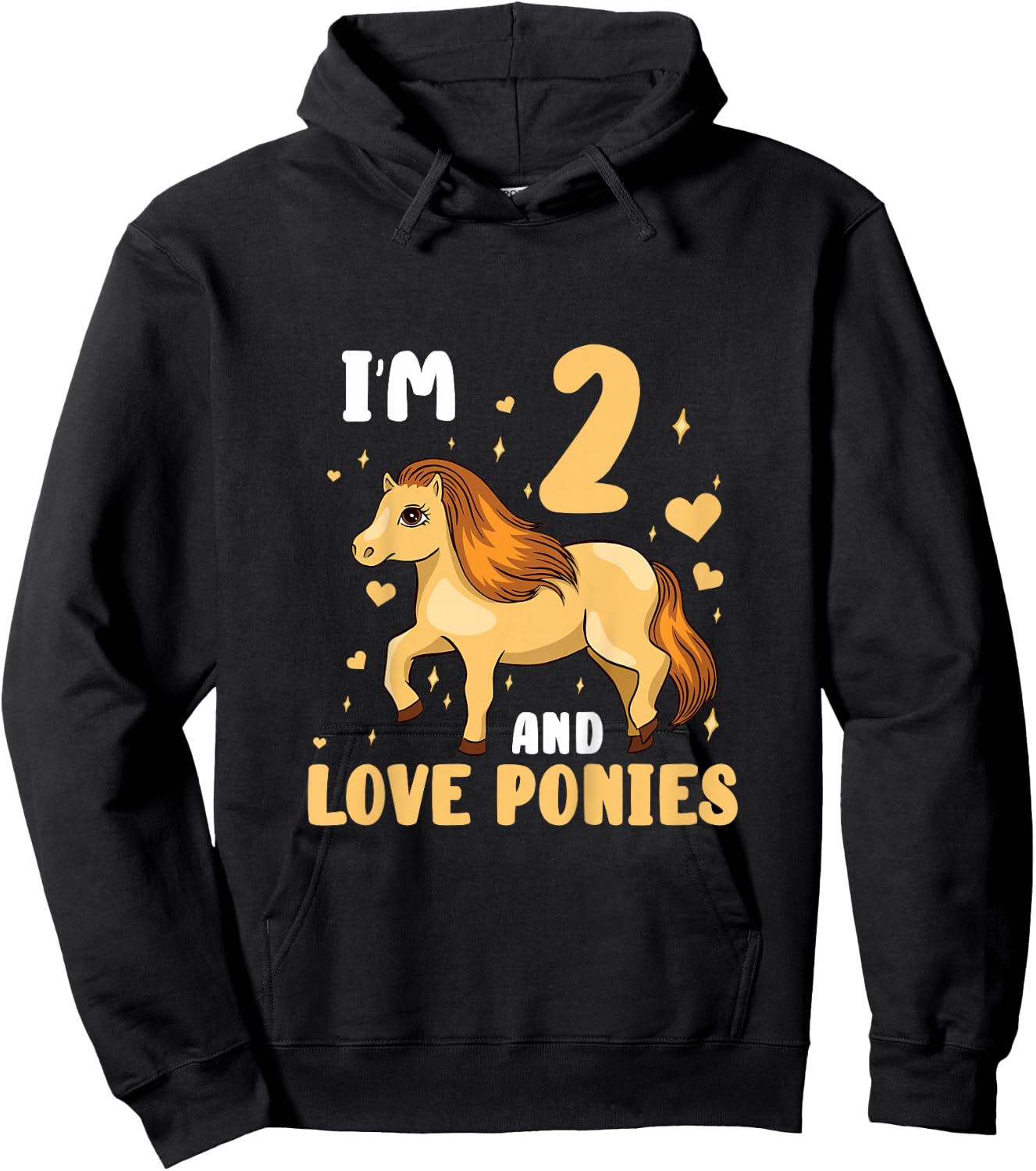 Kids Pony Horse I'm 2 And Love Ponies 2 Year Old 2nd Birthday Hoodie - Hoodie | Black