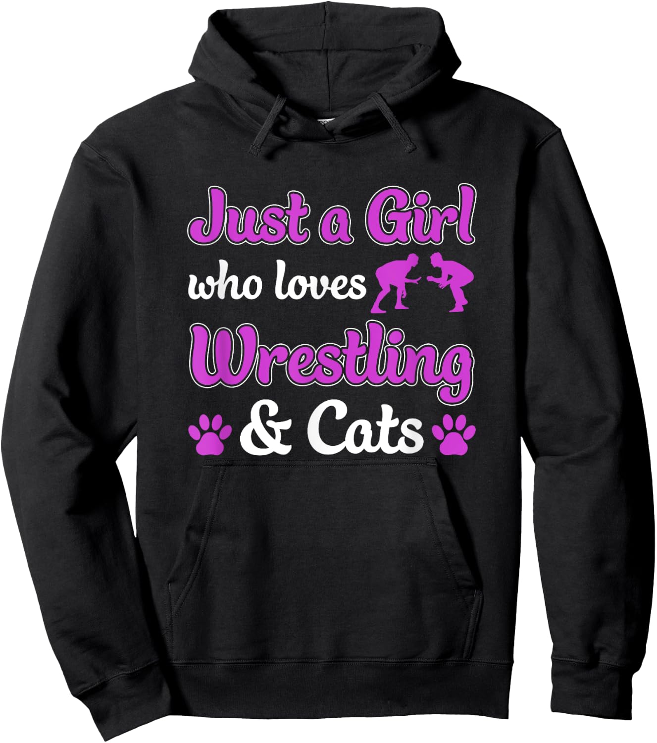 Just a Girl Who Loves Wrestling and Cats Women Funny Wrestle Hoodie - Hoodie | Black