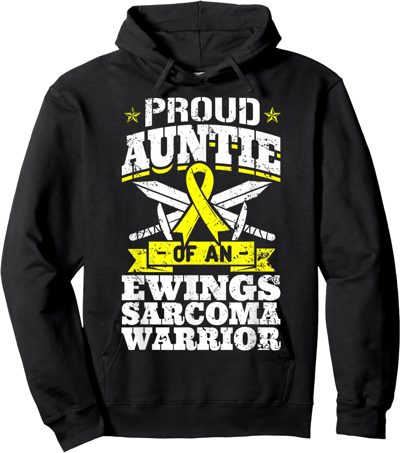 Proud Auntie Of An Ewings Sarcoma Warrior Awareness Ribbon Hoodie - Hoodie | Black