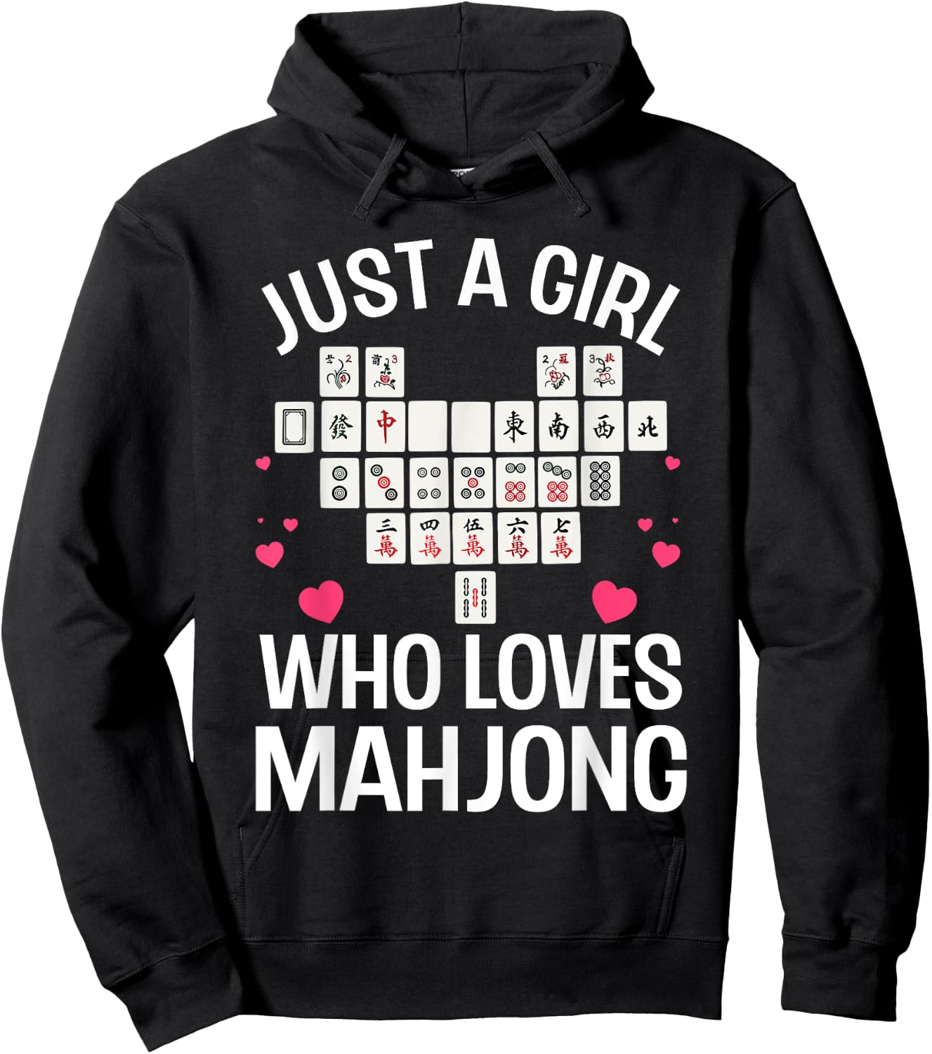 Funny Mahjong Design For Girls Women Chinese Mahjong Players Hoodie - Hoodie | Black