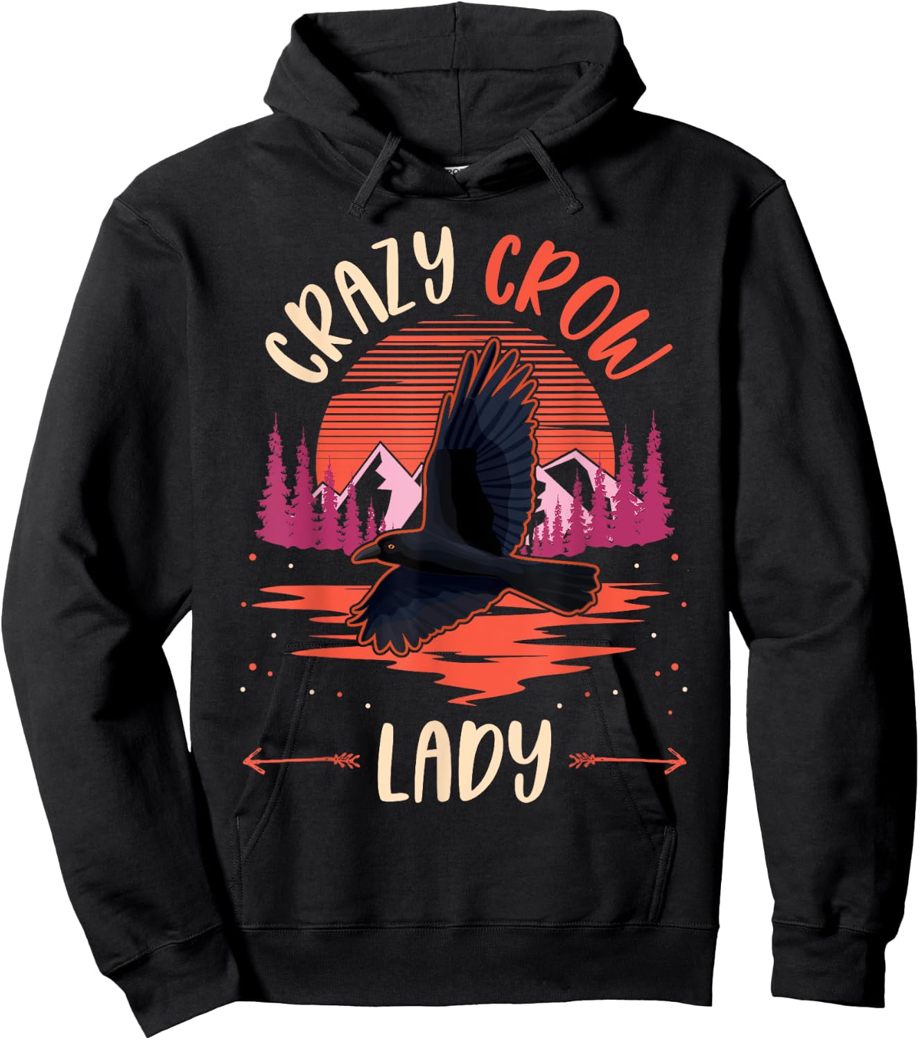 Crazy Crow lady Raven Girl Crow Hoodie - Hoodie | Black
