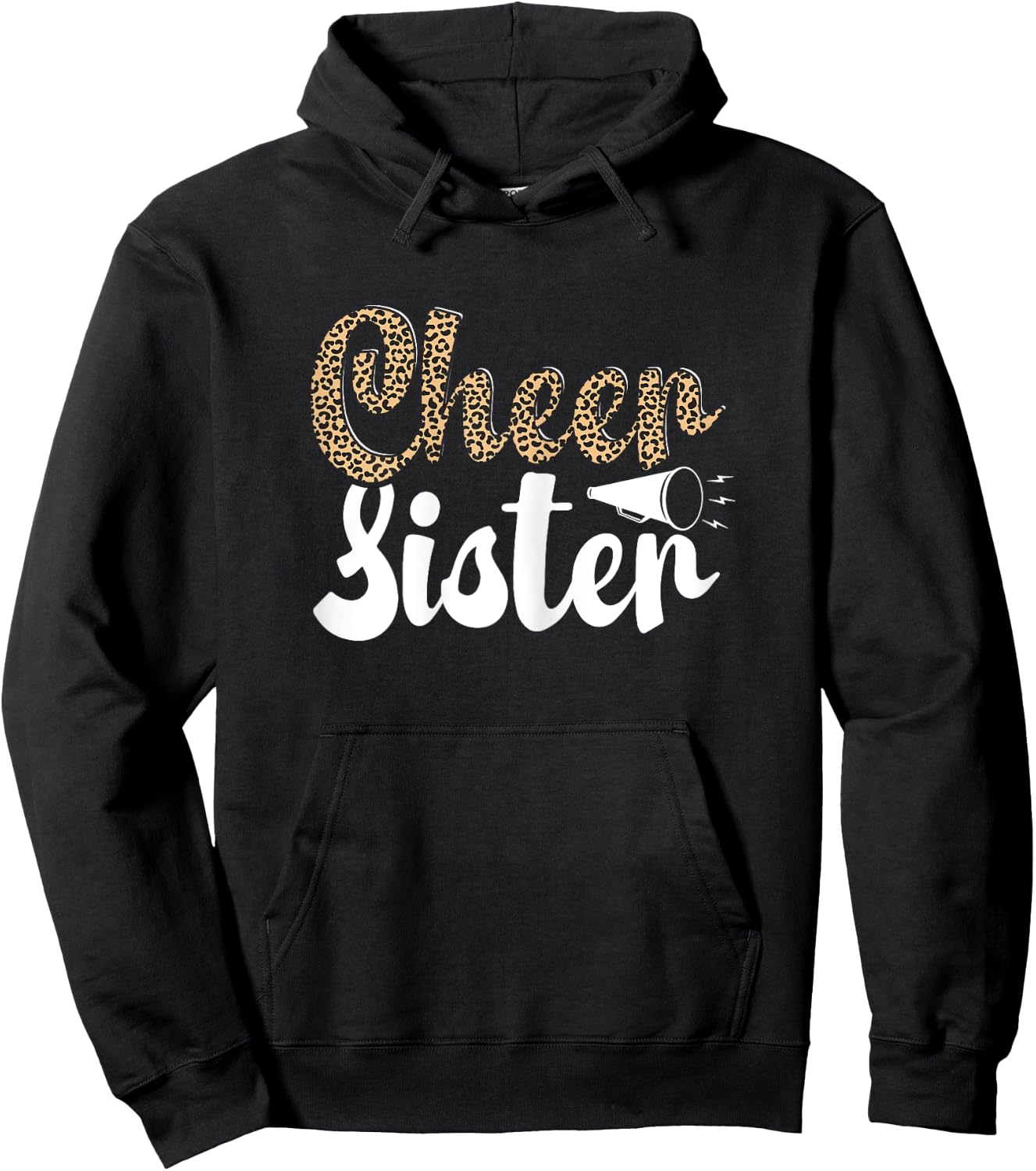 Funny Cheerleading Leopard Graphic Women Cheer Sister Hoodie - Hoodie | Black