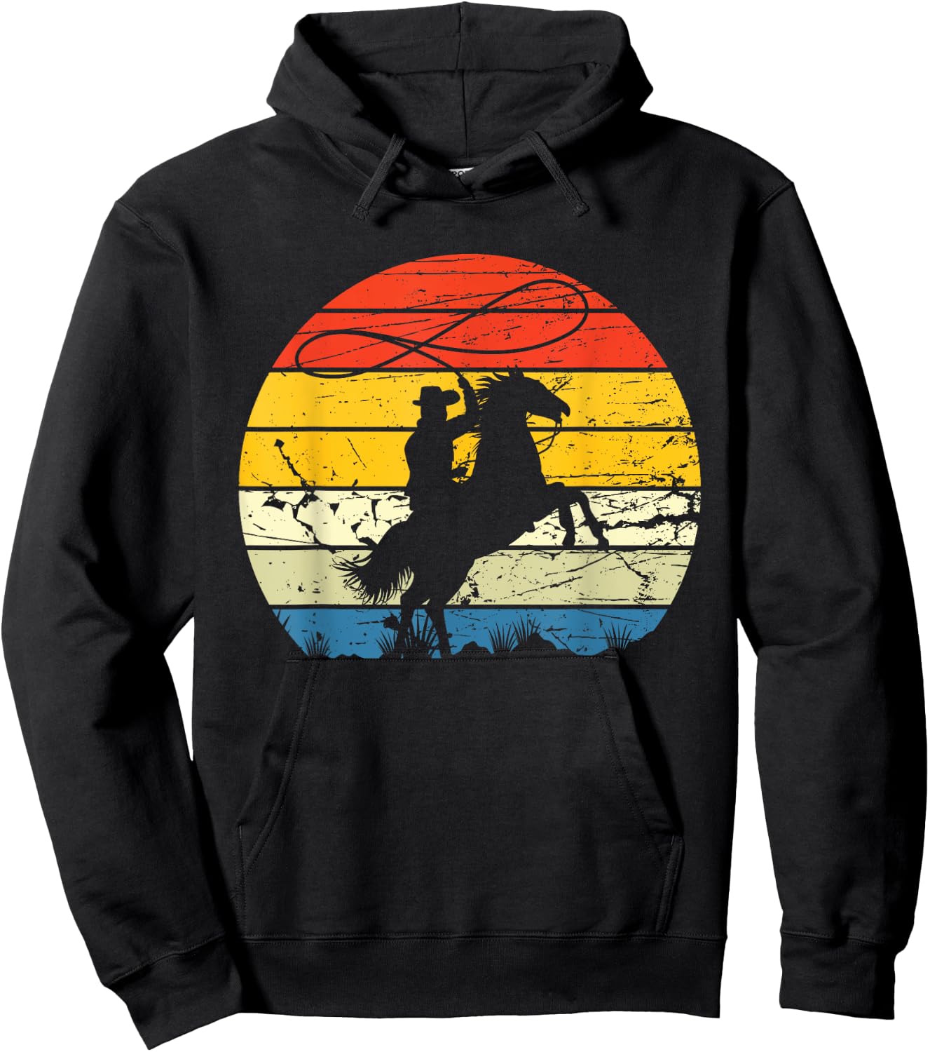 Horse Roping - Western Roper Equestrian Header Heeler Cowboy Hoodie - Hoodie | Black