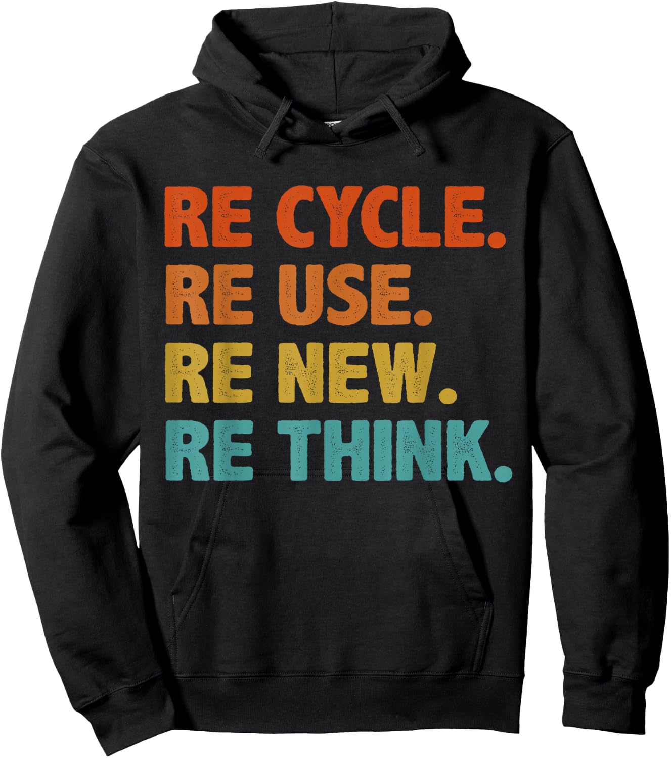 BATHRINS Recycle Reuse Renew Rethink Crisis Environmental Activism - Black, -Adults and Kids, Modern Classic, Short Sleeve, , Earth Theme, Casual, Cycling, Machine Wash, Small Hoodie - Hoodie | Black