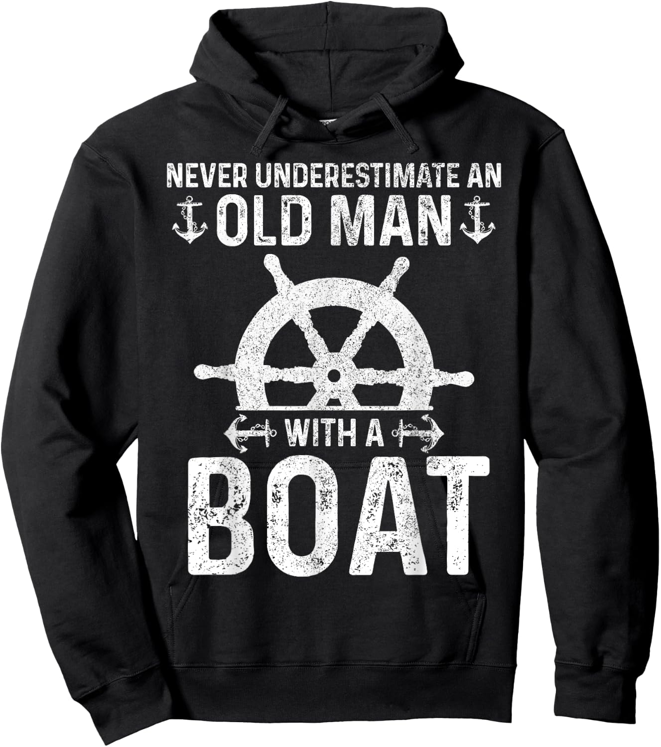 Never Underestimate An Old Man With A Boat Captain Boating Hoodie - Hoodie | Black
