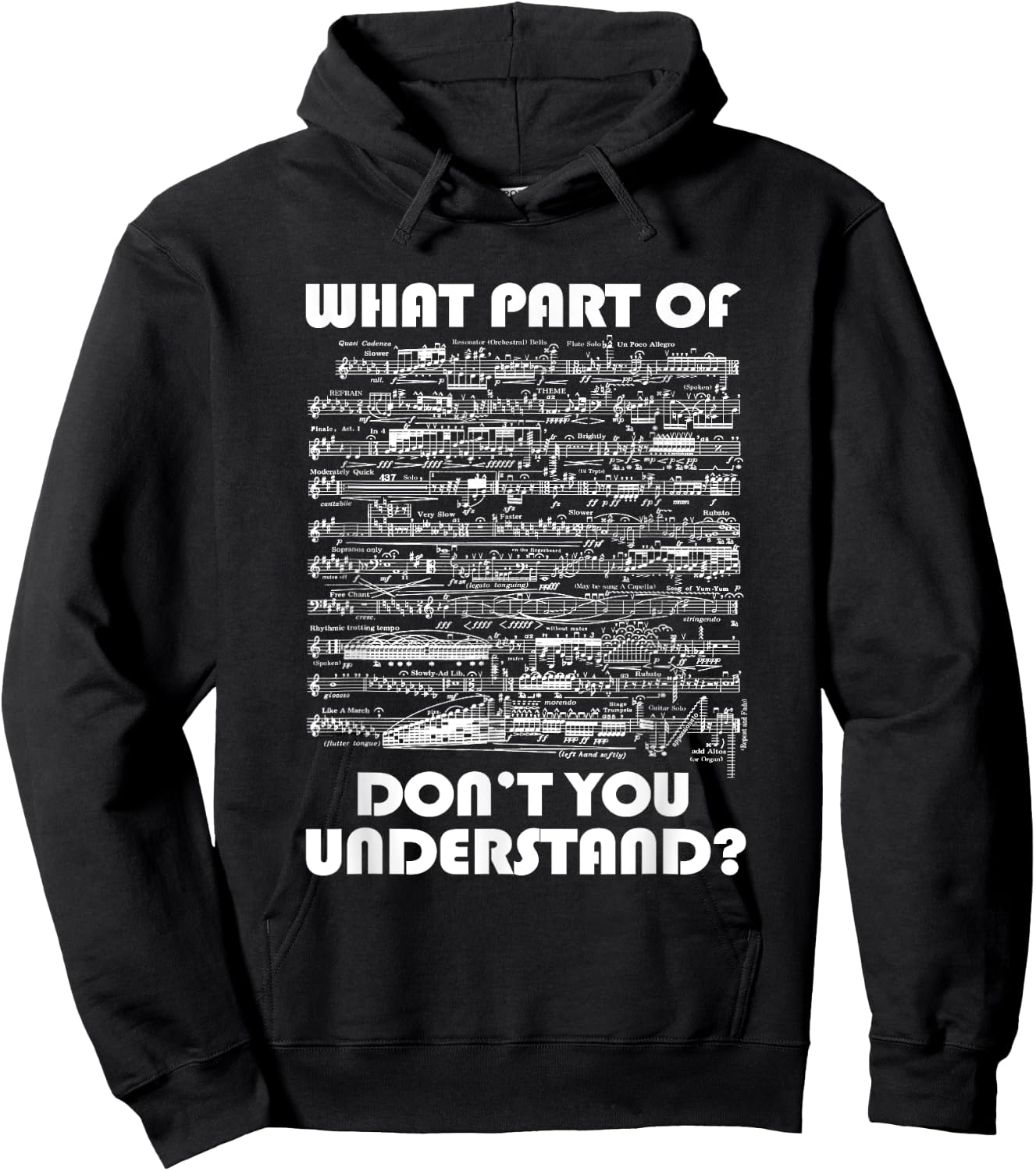 What Part Of Dont You Understand Music Sheets Funny Musician Hoodie - Hoodie | Black