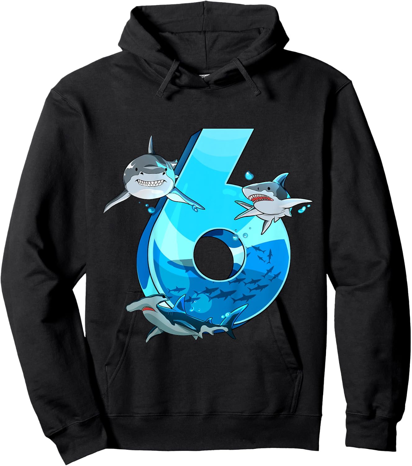 Kids Shark Boy 6 Years Birthday Child Children Birthday Hoodie - Hoodie | Black