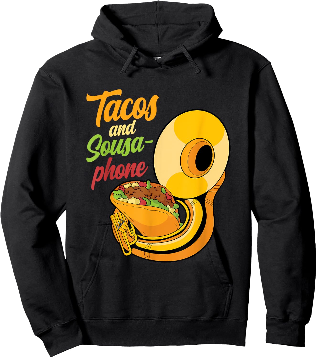 Tacos and sousaphone instrument tuba marching band player Hoodie - Hoodie | Black